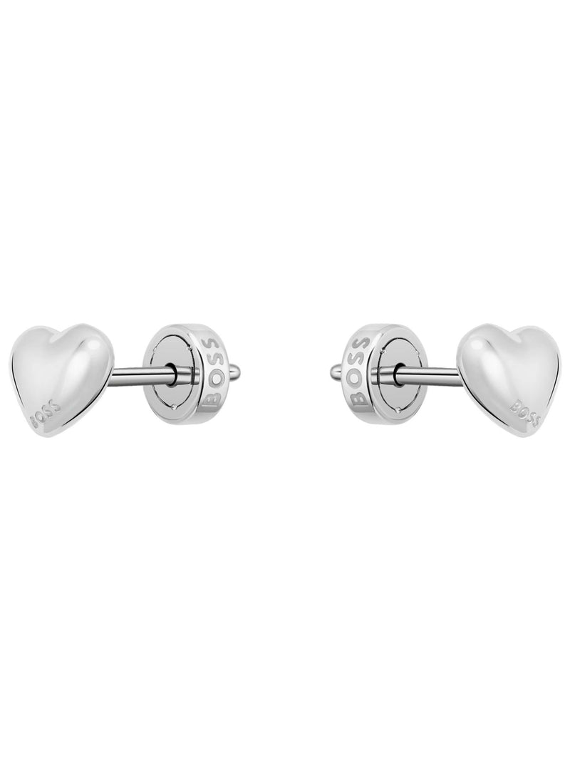 BOSS honey heart stainless steel earrings, silver tone - British product