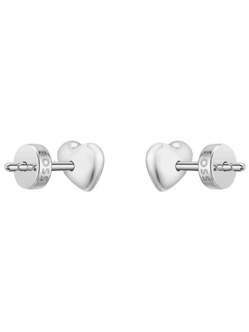 BOSS honey heart stainless steel earrings, silver tone - British product