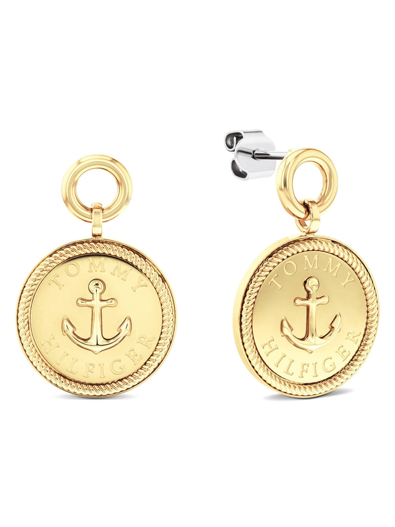 Tommy Hilfiger Earrings Gold Nautical Charm, imported from the UK