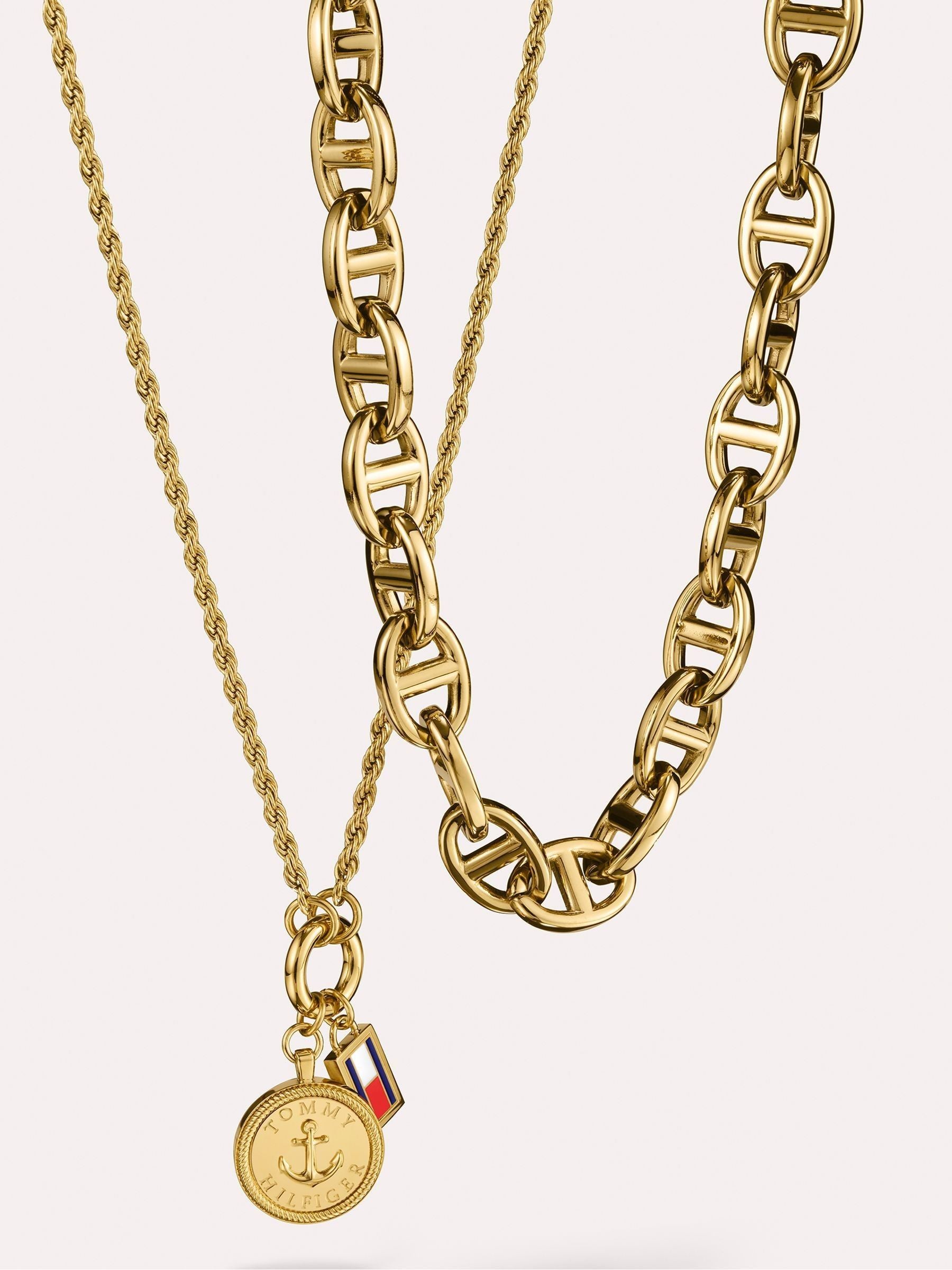 Tommy Hilfiger gold plated nautical charm necklace (British brand)
