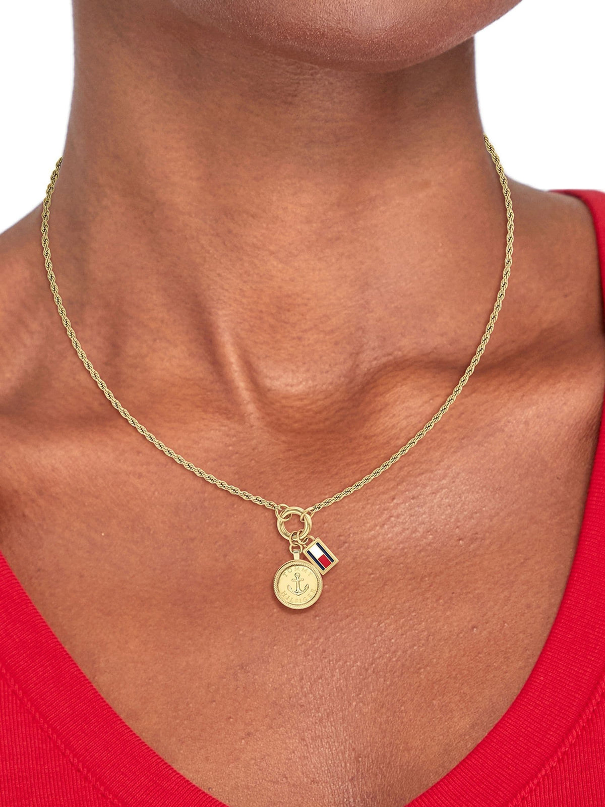 Tommy Hilfiger gold plated nautical charm necklace (British brand)