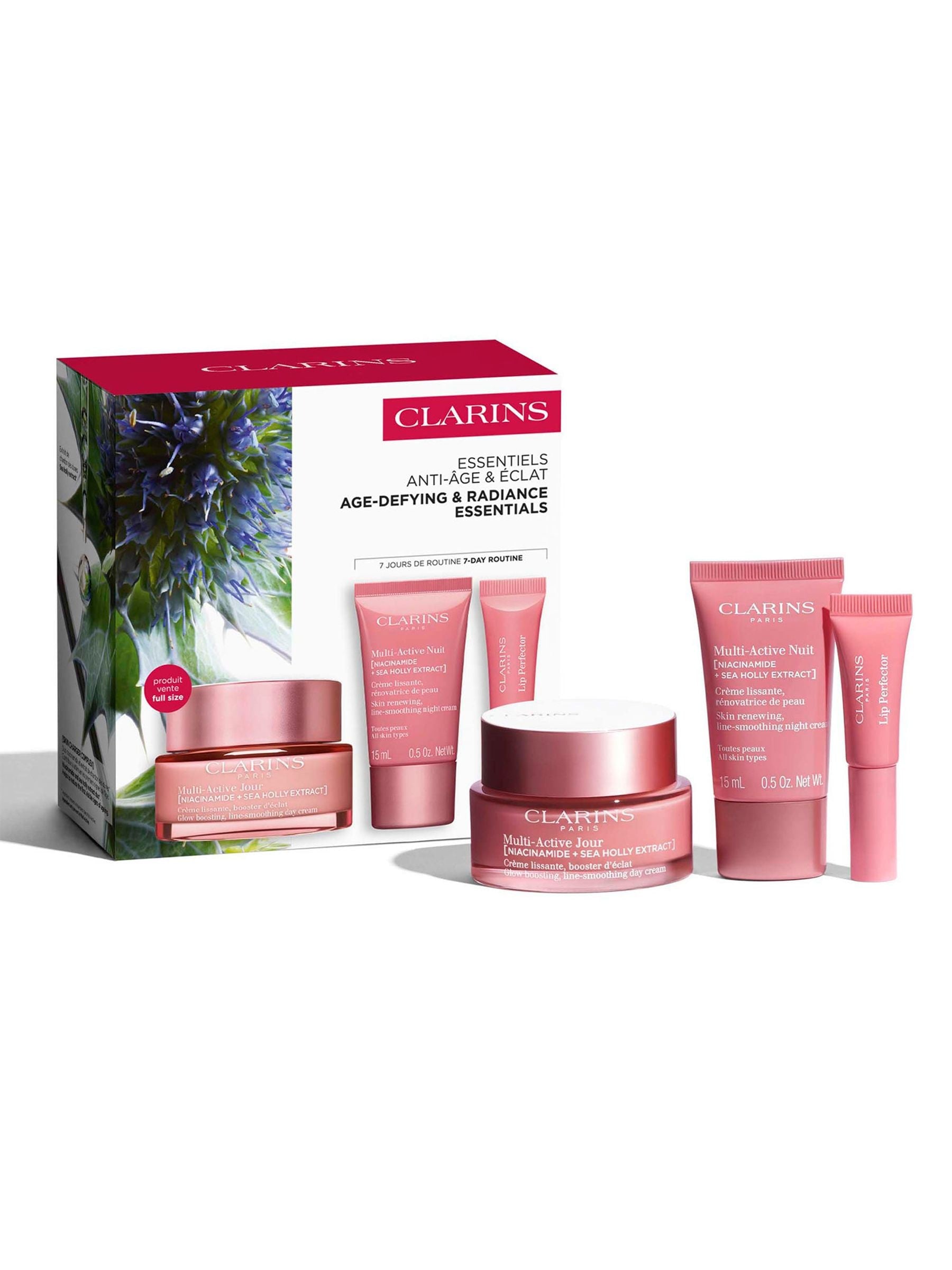 Clarins Multi-Active Gift Set with day and night creams, imported from the UK