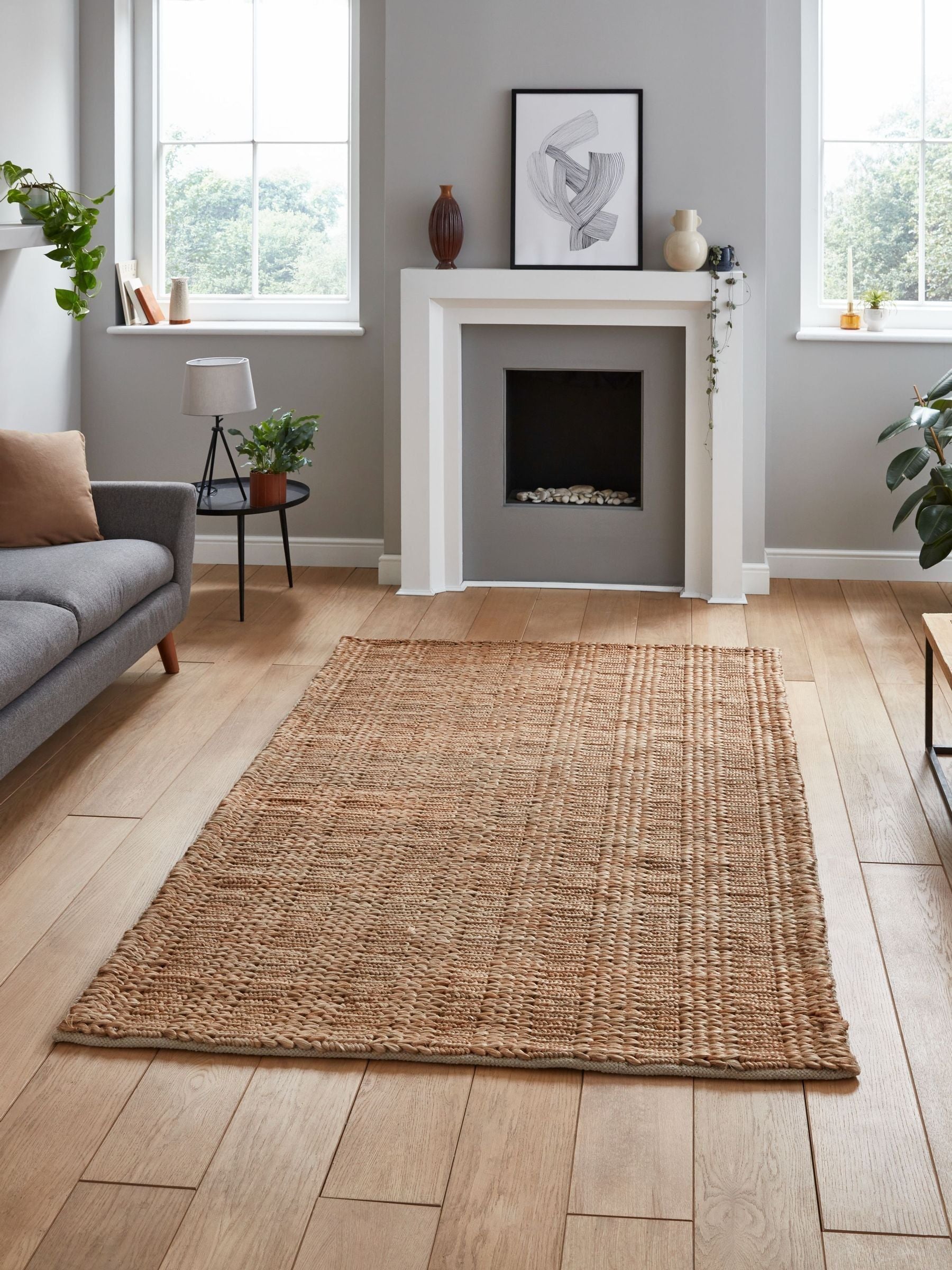 Think Rugs jute rug hand-woven flat weave, imported from the UK