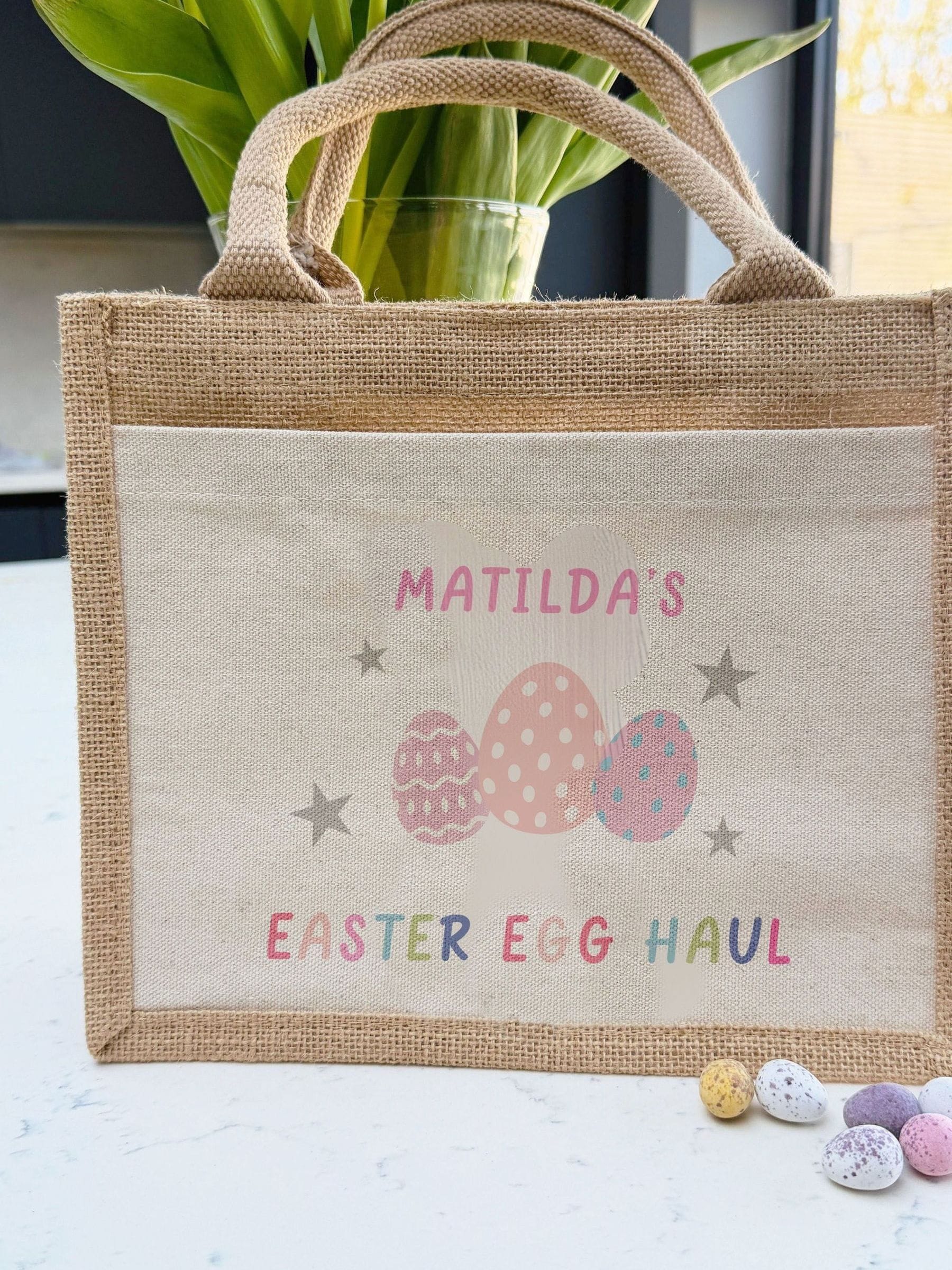 Koko Blossom personalised Easter egg haul bag pink 26cm, imported from the UK