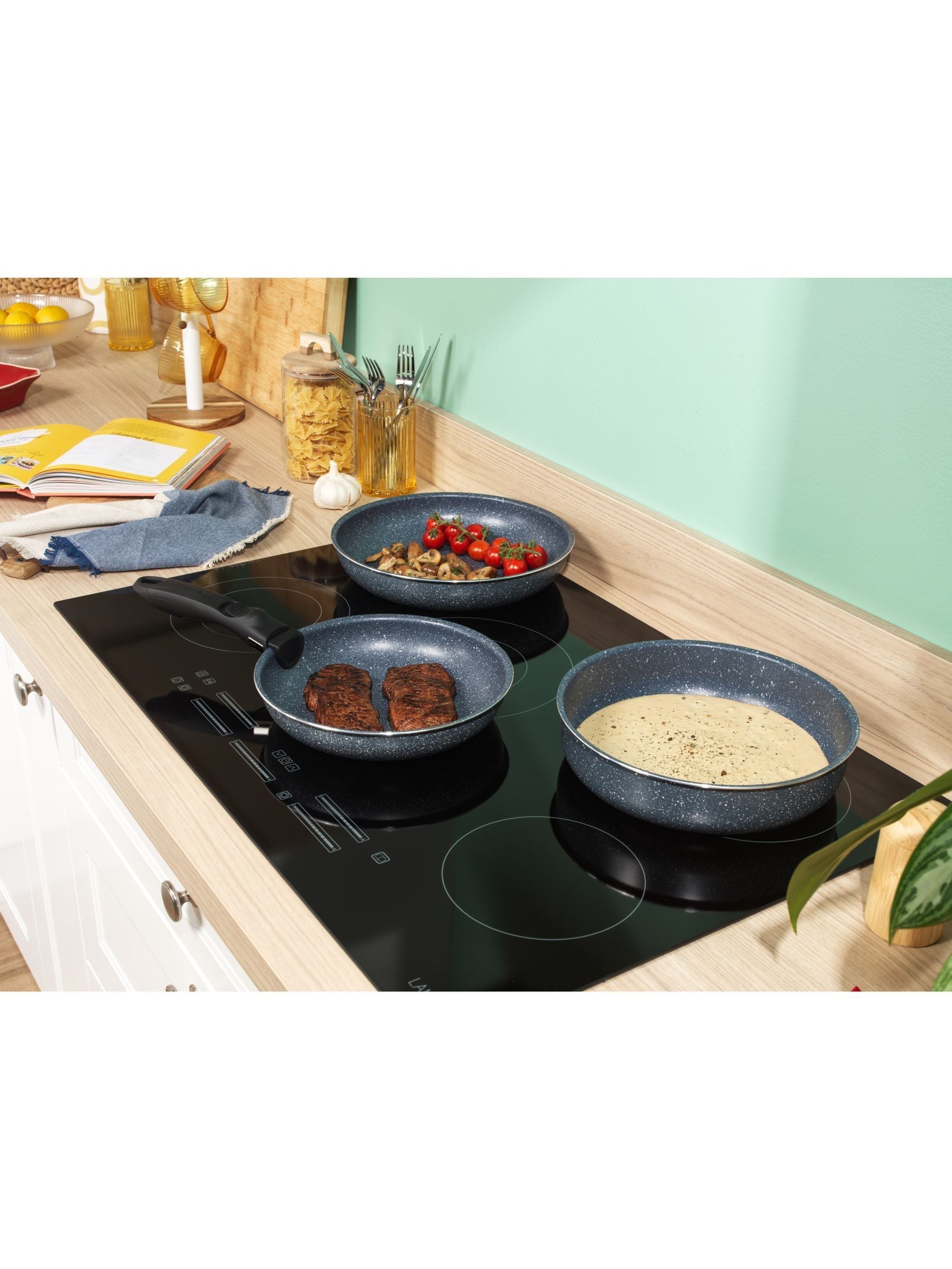 Russell Hobbs blue stone non-stick pan set, UK version
