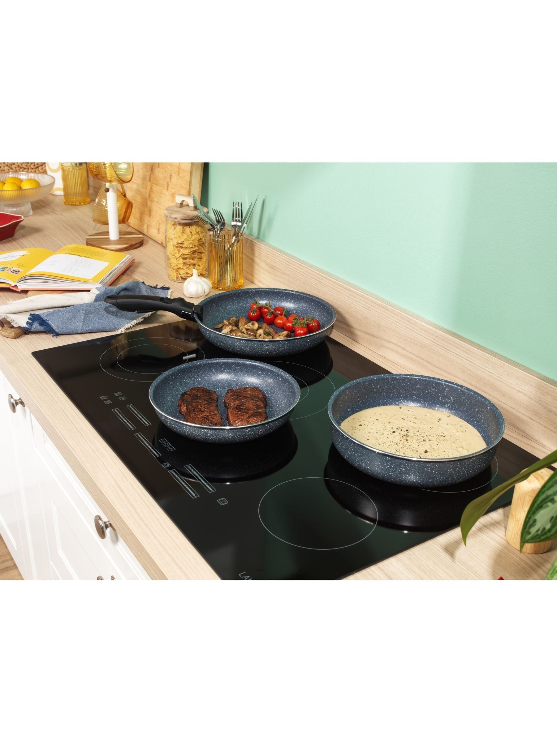 Russell Hobbs blue stone non-stick pan set, UK version