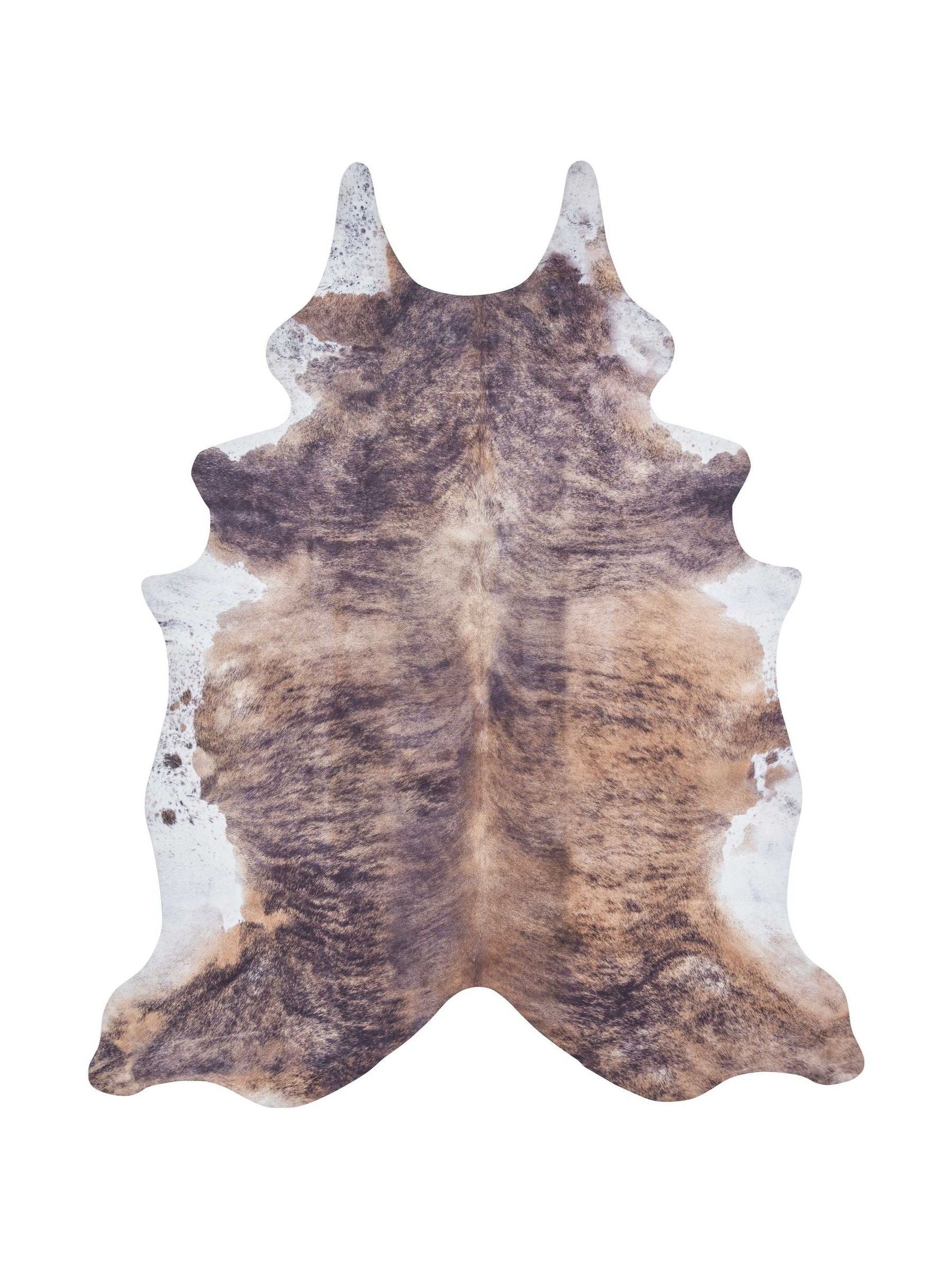 Think Rugs brown faux cow print rug soft pile - British product