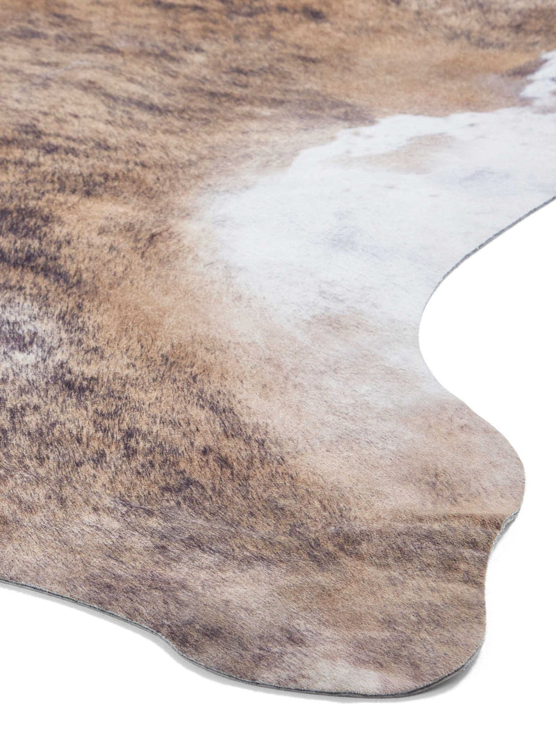 Think Rugs brown faux cow print rug soft pile - British product