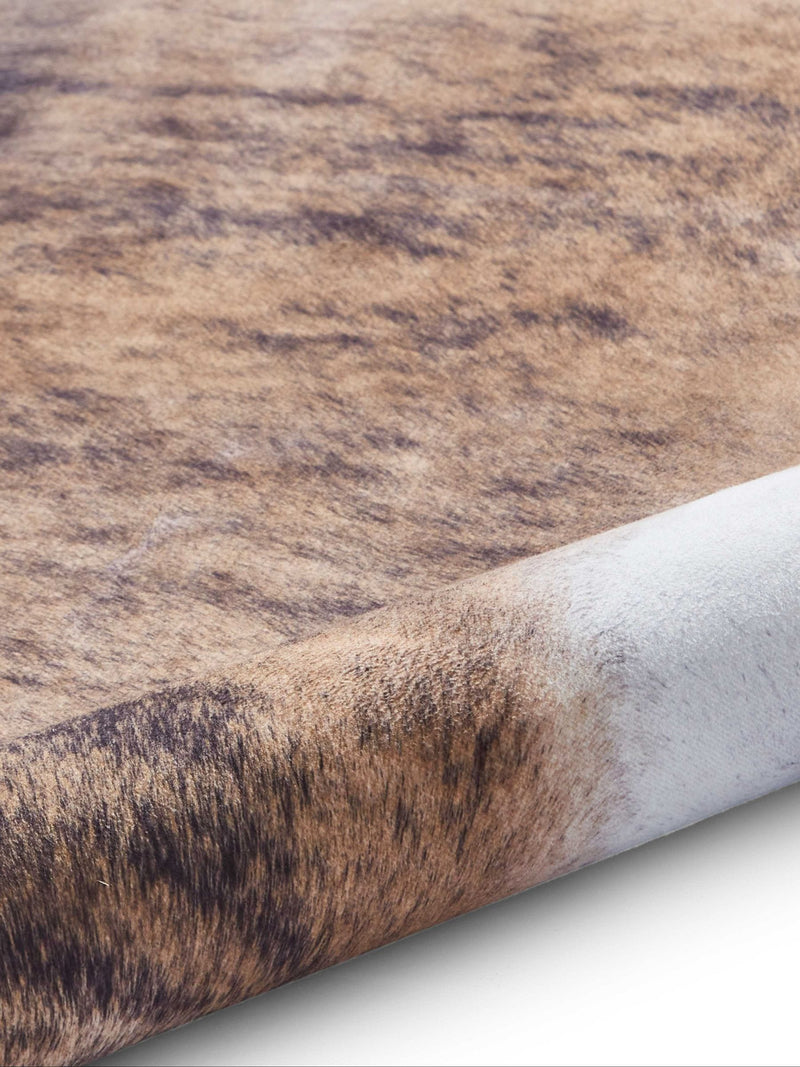 Think Rugs brown faux cow print rug soft pile - British product