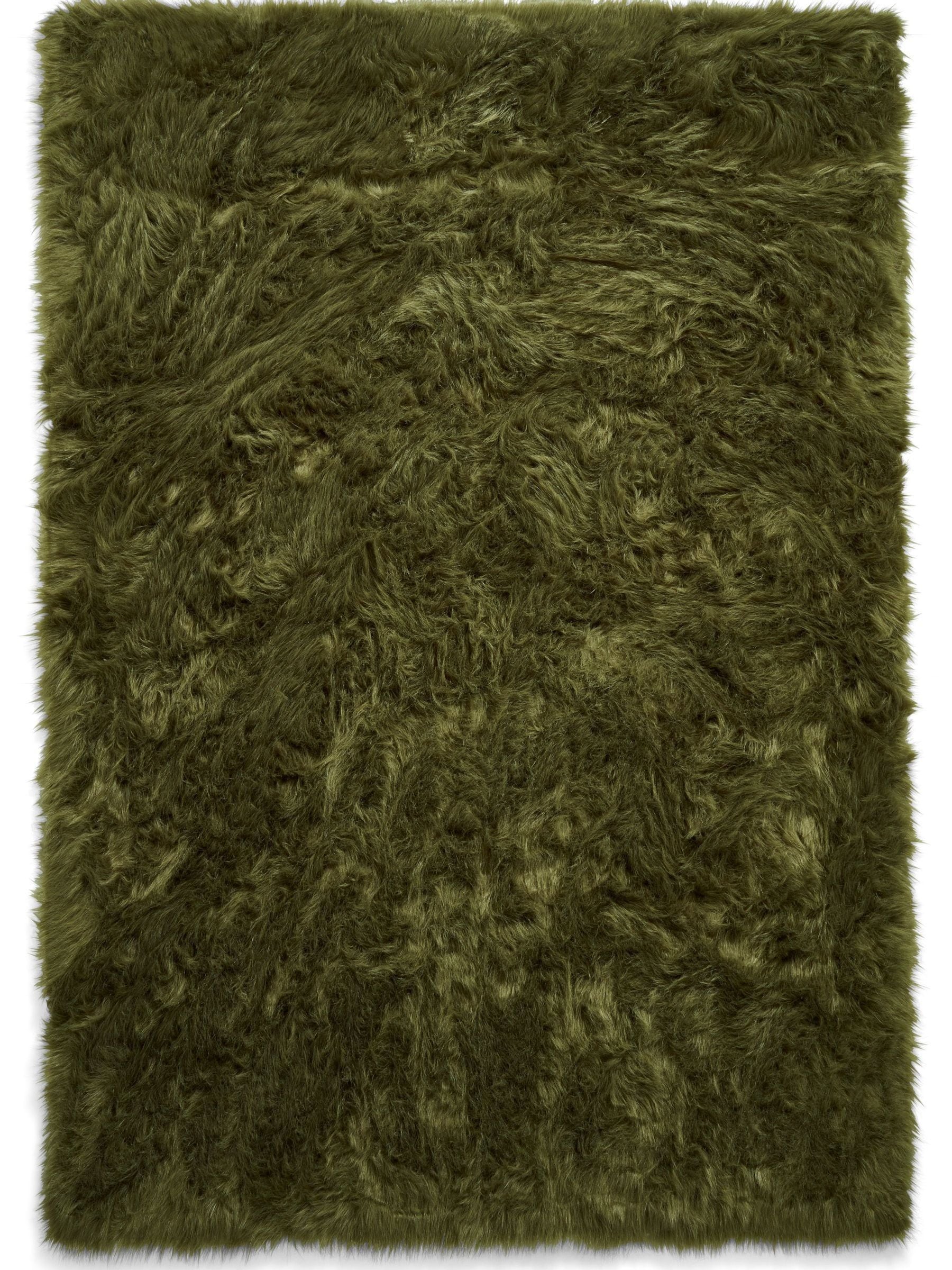 Think Rugs shaggy rug olive green, imported from the UK