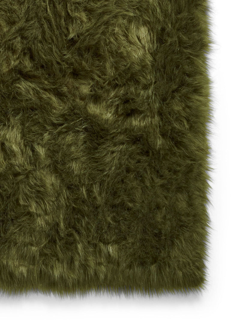 Think Rugs shaggy rug olive green, imported from the UK
