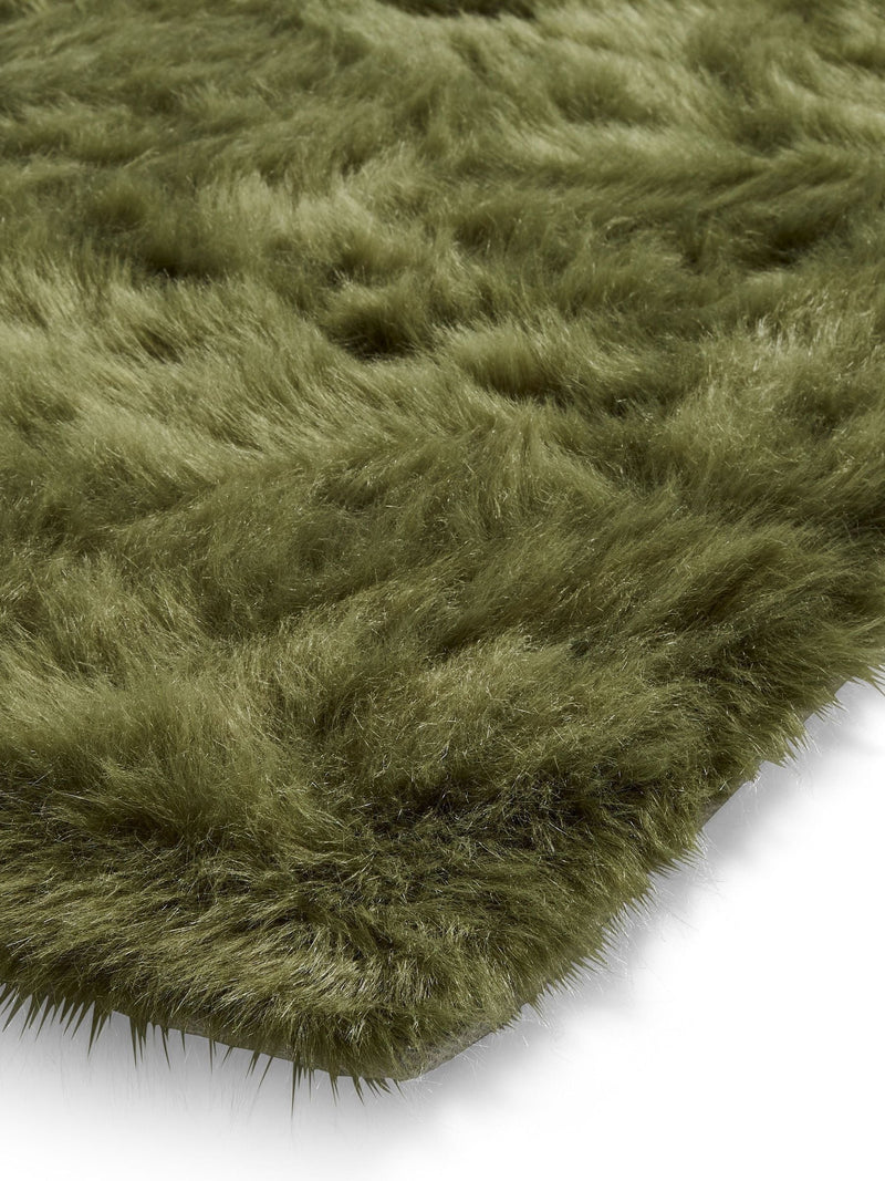 Think Rugs shaggy rug olive green, imported from the UK