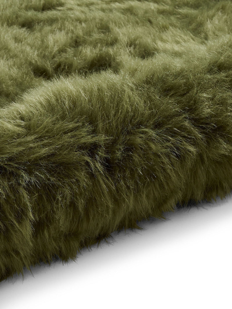 Think Rugs shaggy rug olive green, imported from the UK
