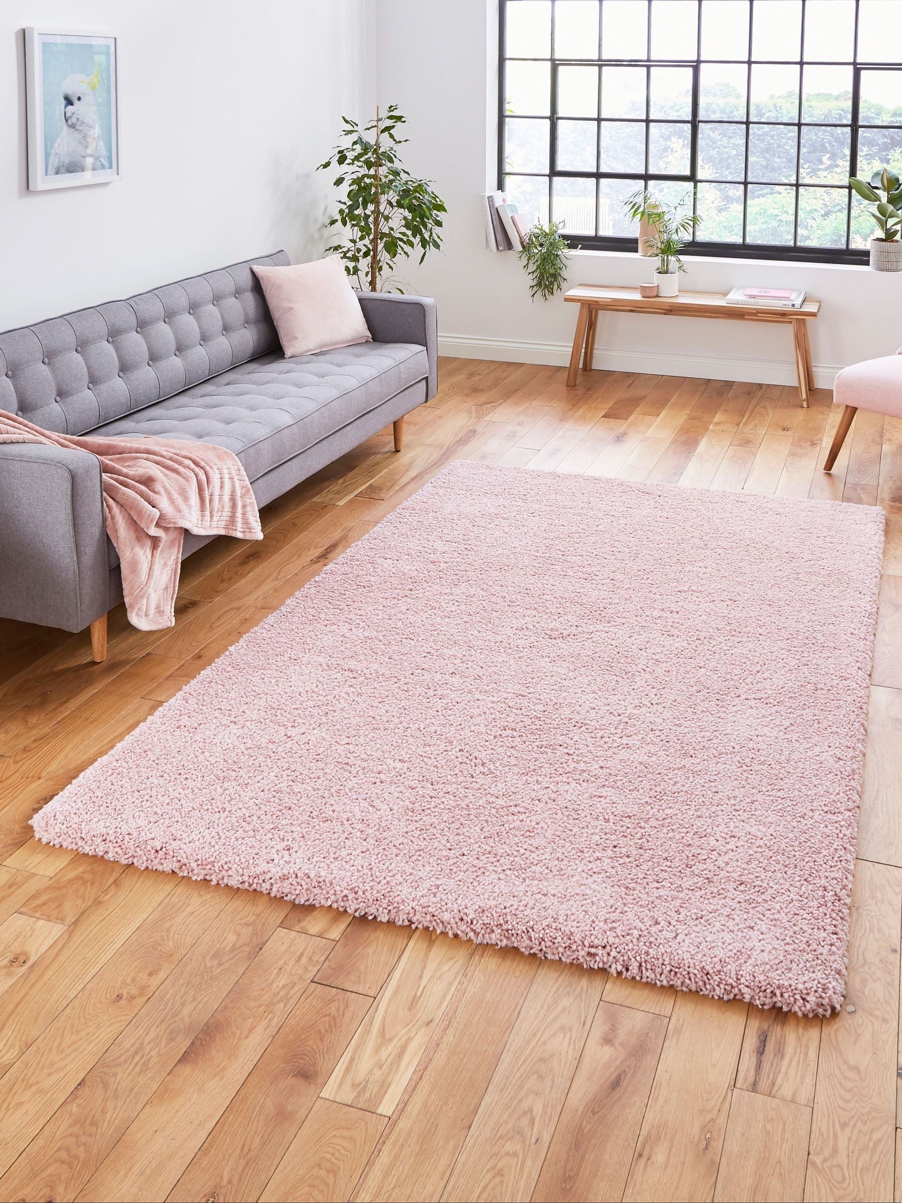 Think Rugs pink Sierra plain shaggy rug (British brand)