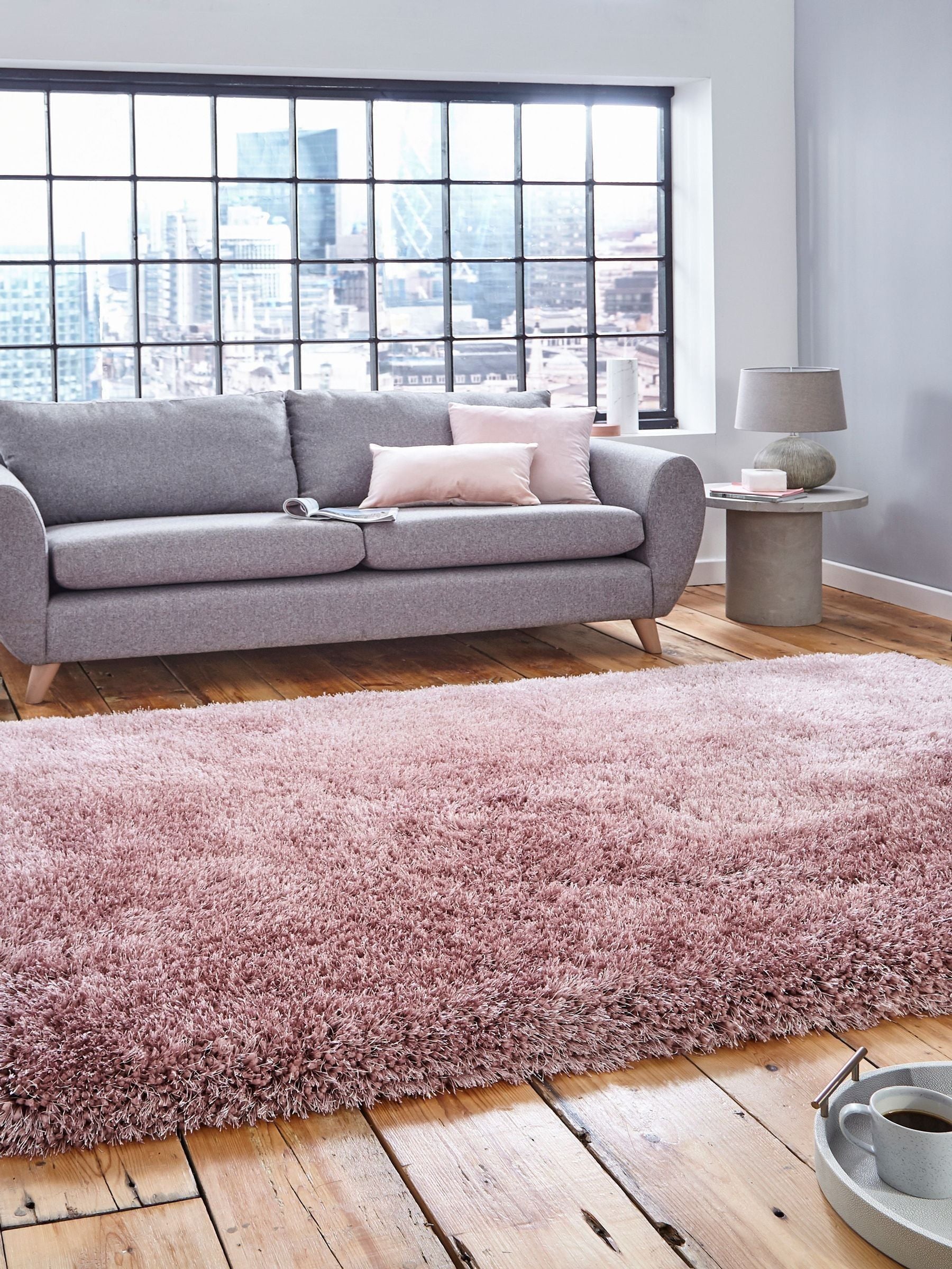 Think Rugs Rose Montana plain shaggy rug, UK version
