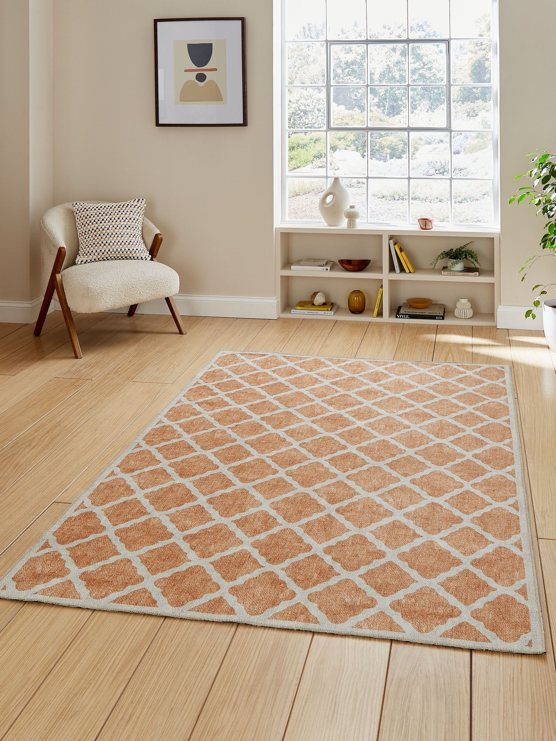 Think Rugs Yellow Coral modern rug - British product
