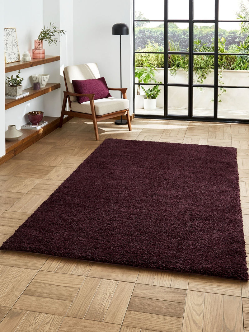 Think Rugs purple plain shaggy rug - British product