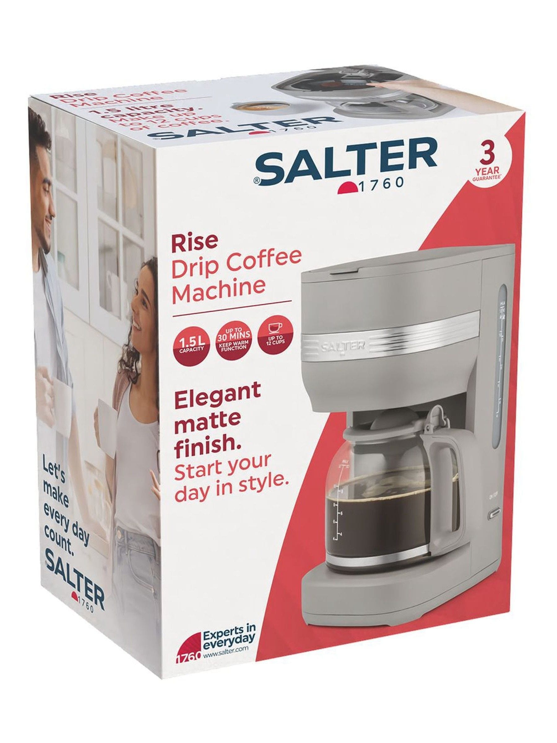 Salter Rise coffee machine 1.5L taupe finish - British product