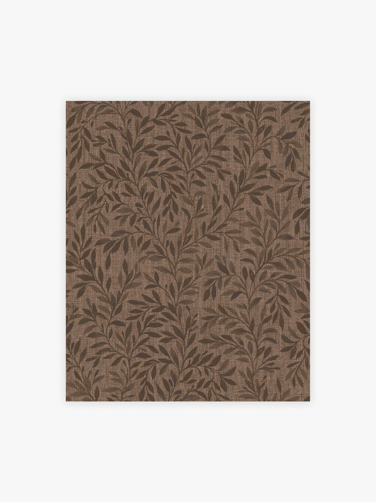 Russet Ditsy Leaf wallpaper sample in rich brown tones A4 size, UK version