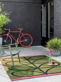 Orla Kiely Olive Linear Stem outdoor rug, UK version