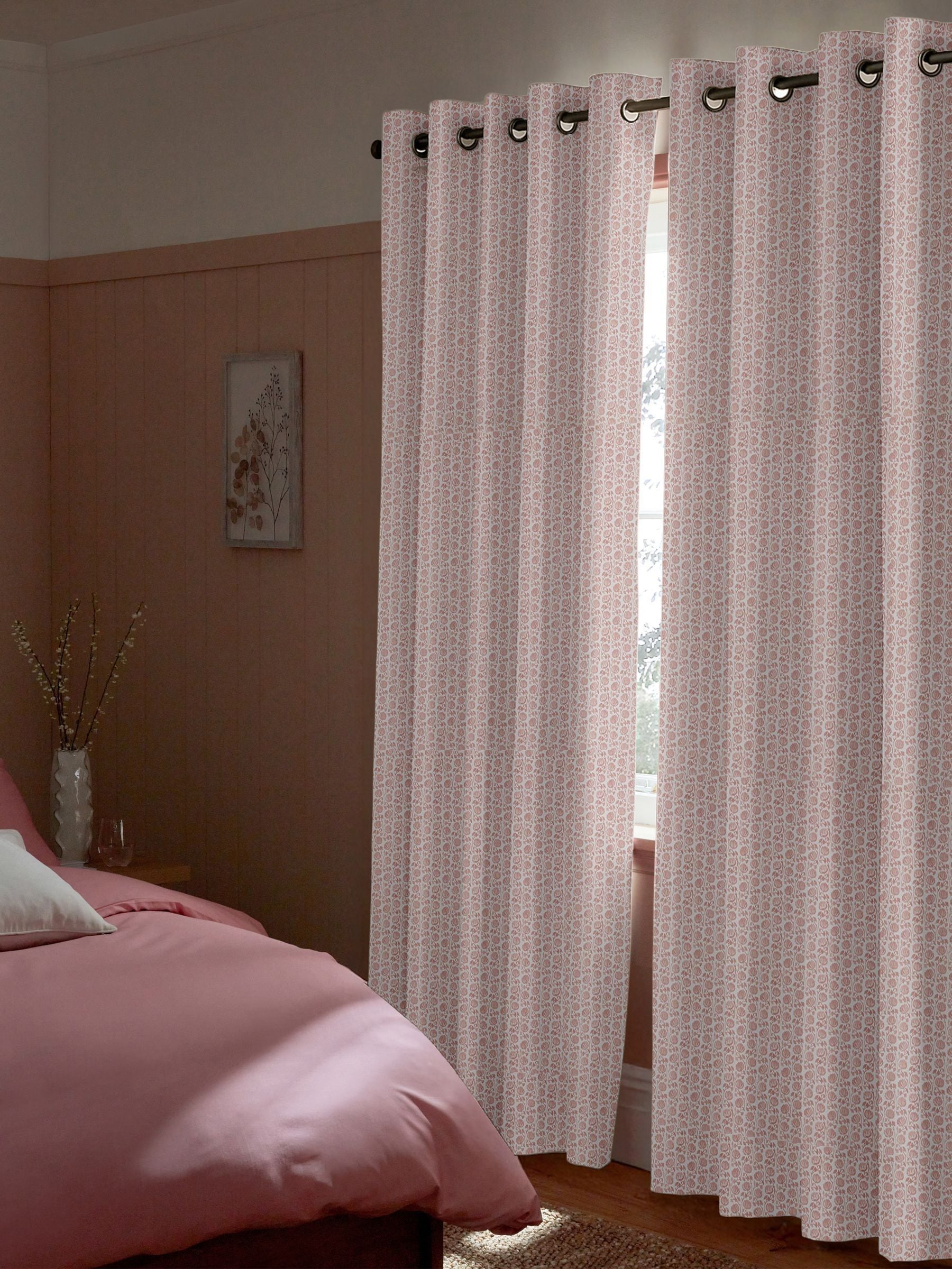 Carnation pink floral made to measure curtains - British product
