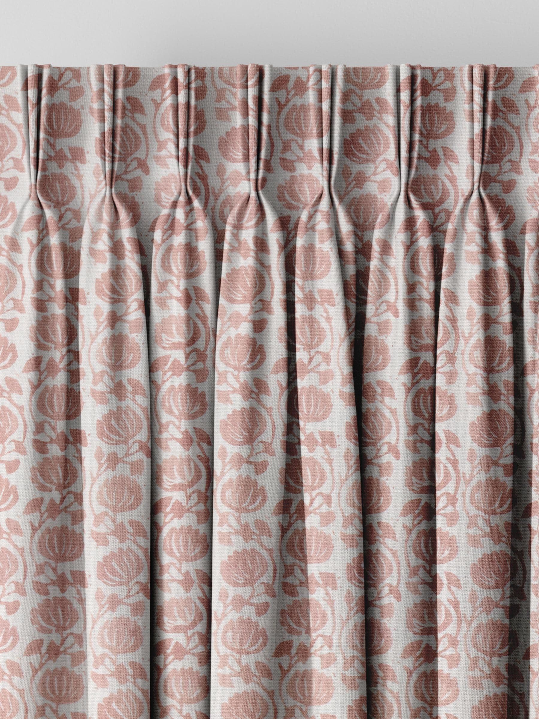 Carnation pink floral made to measure curtains - British product