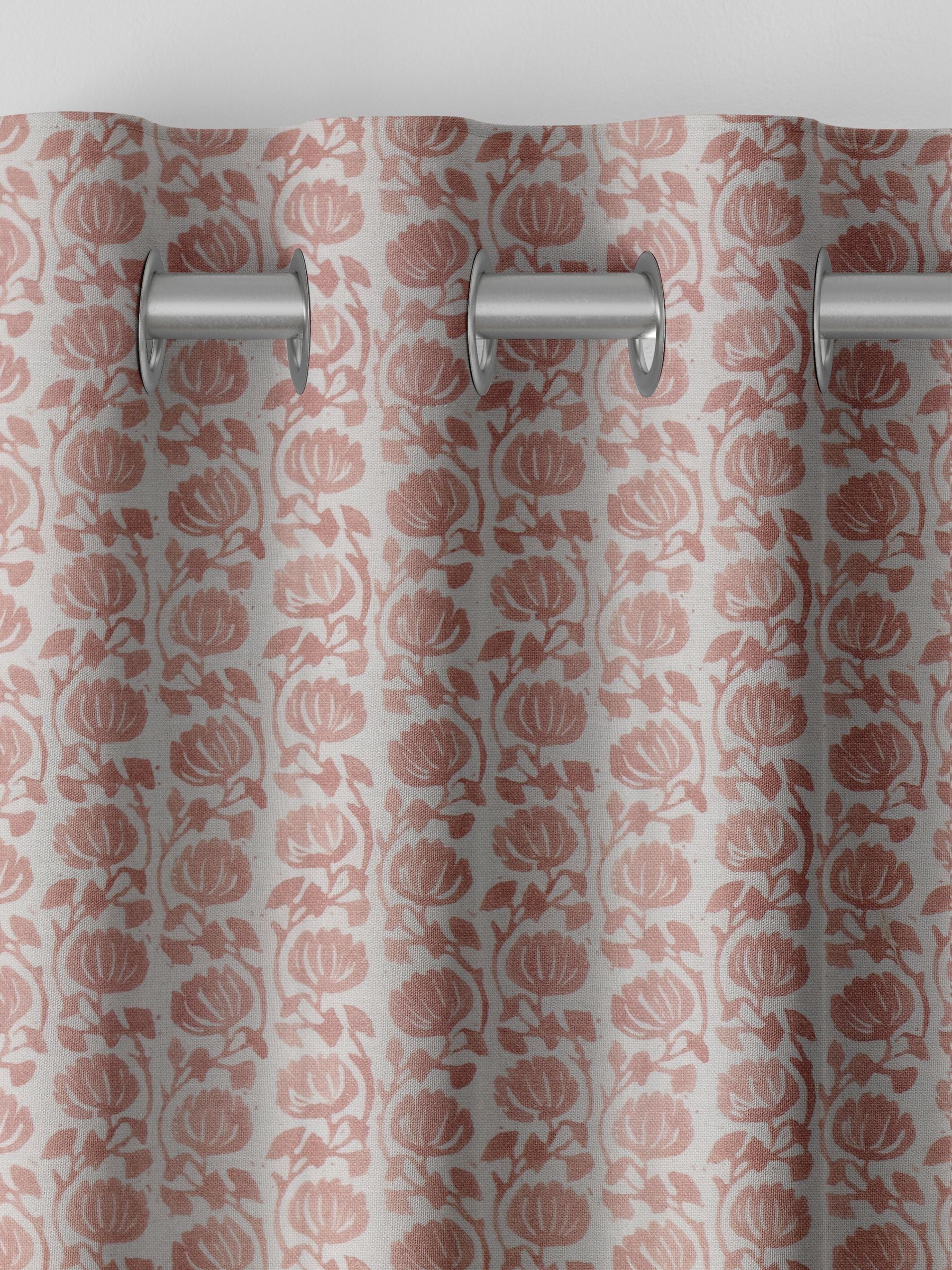Carnation pink floral made to measure curtains - British product