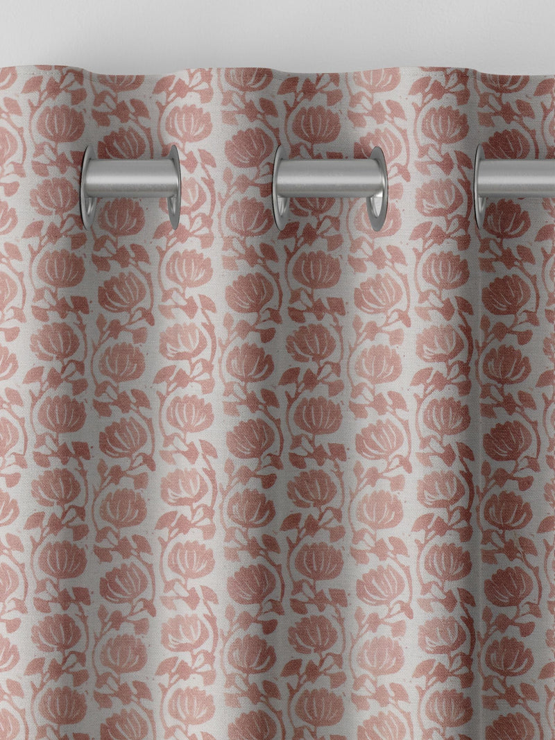 Carnation pink floral made to measure curtains - British product