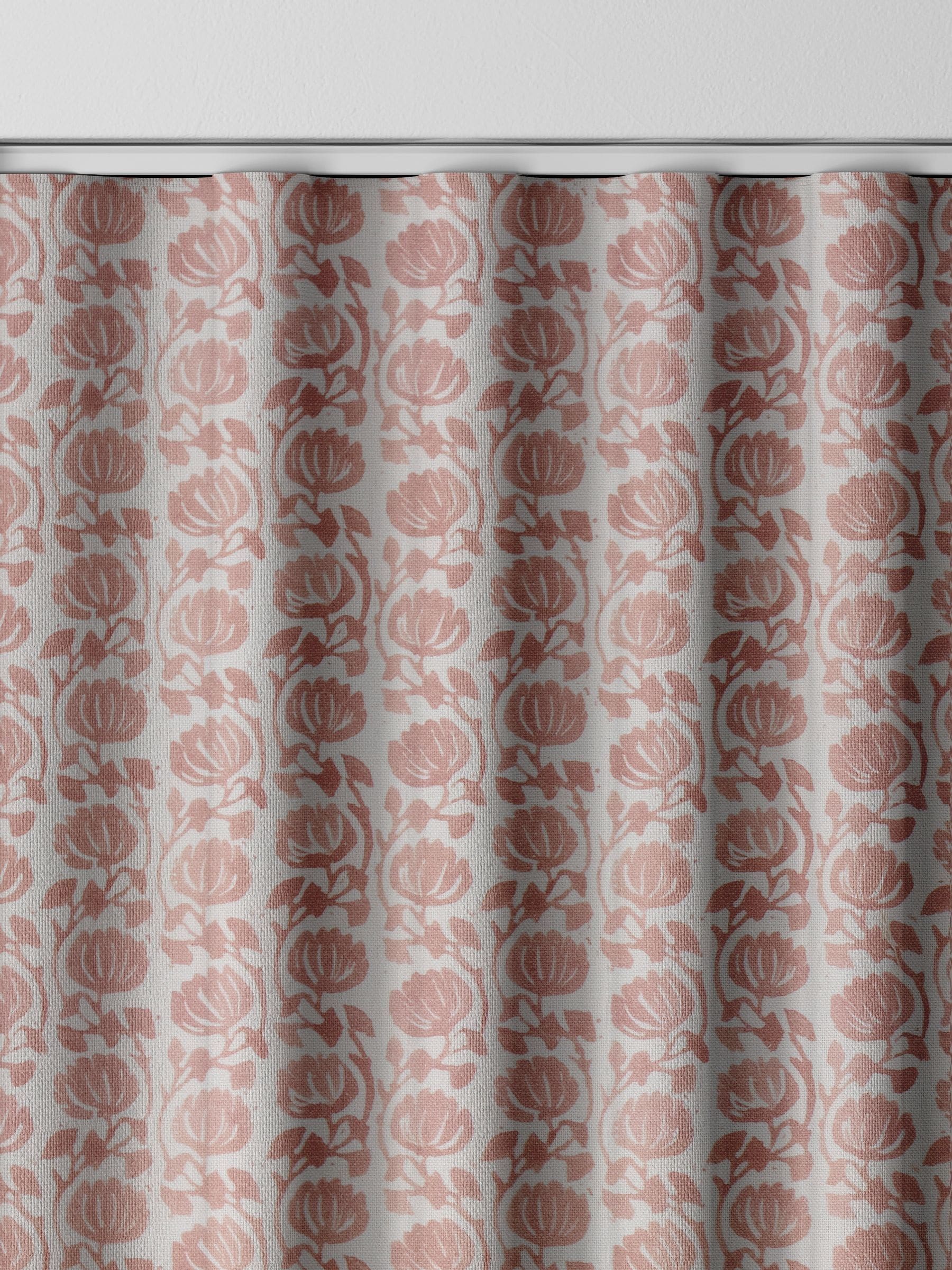 Carnation pink floral made to measure curtains - British product