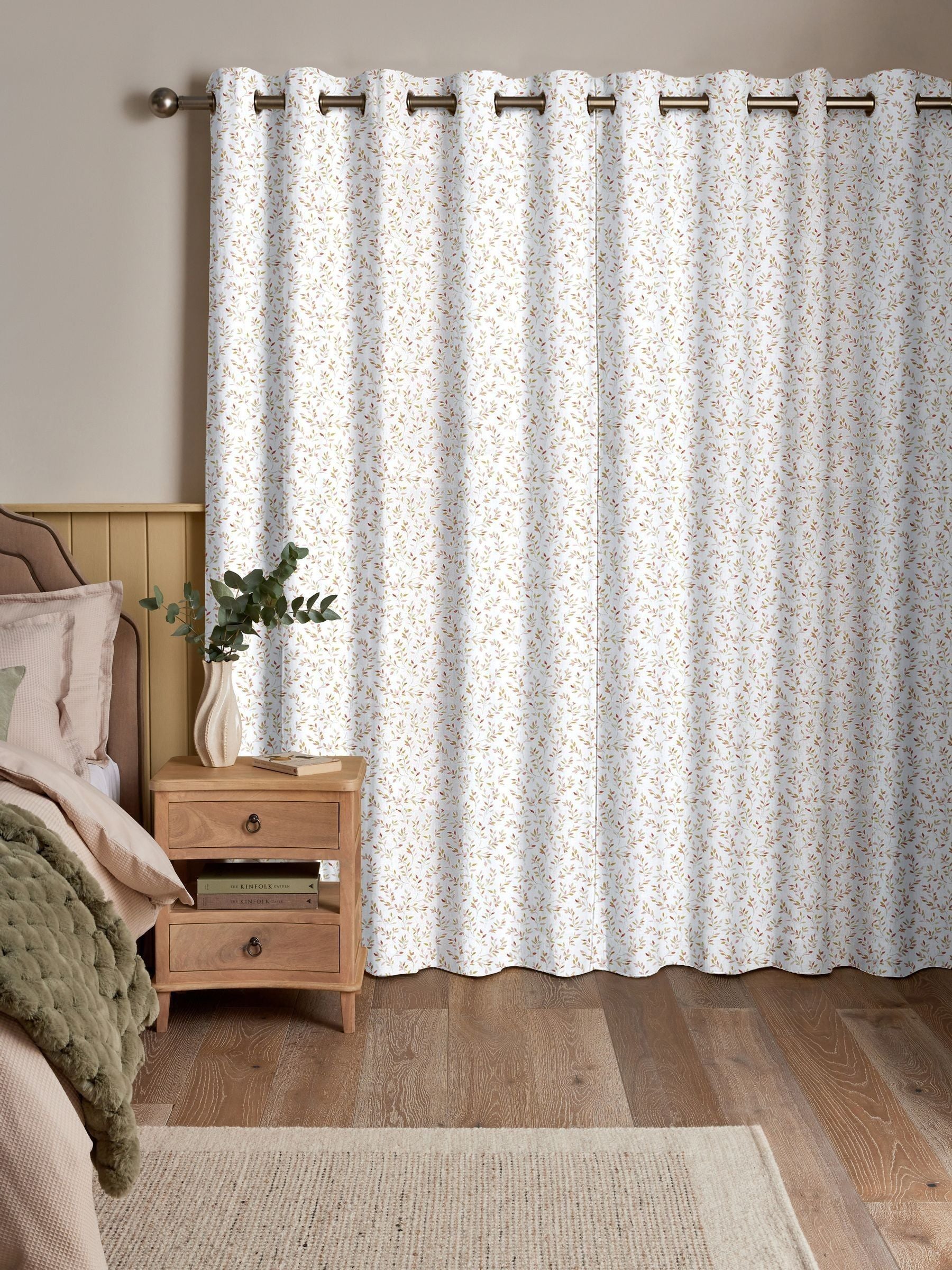 Sienna red floral made to measure curtains - British product