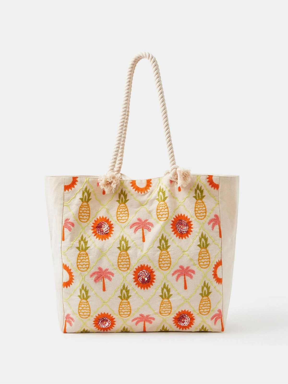 Accessorize Orange Pineapple Embroidered beach bag - British product