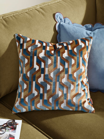 Next Furn Ginger Metro Prism Velvet Fibre Filled Cushion 45x45cm- Buy online at McGrocer
