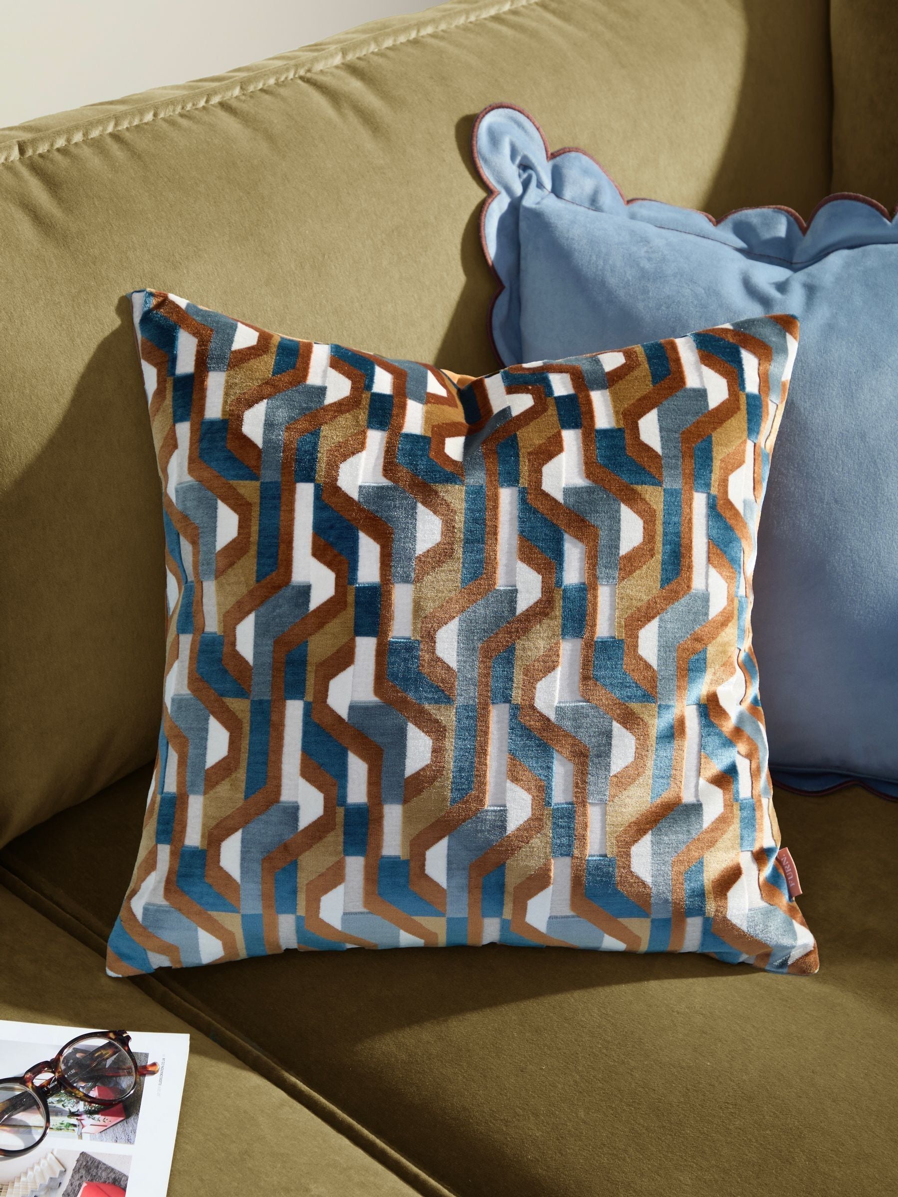 Furn Ginger Metro Prism Velvet Feather Filled Cushion