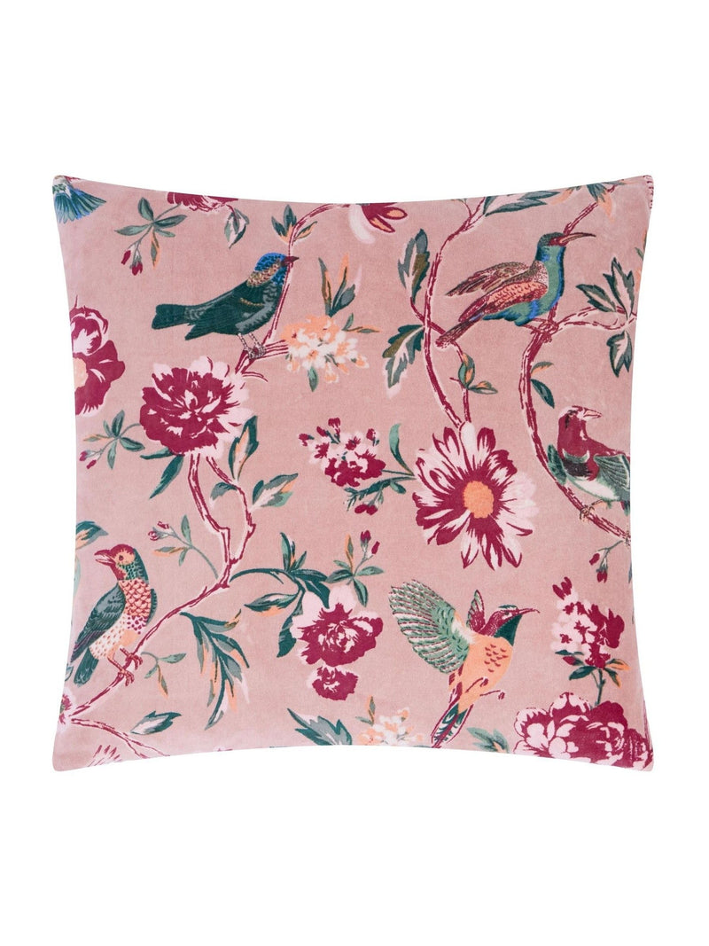 Wylder Blushed Rose Aviary cotton velvet cushion 50x50 cm - British product