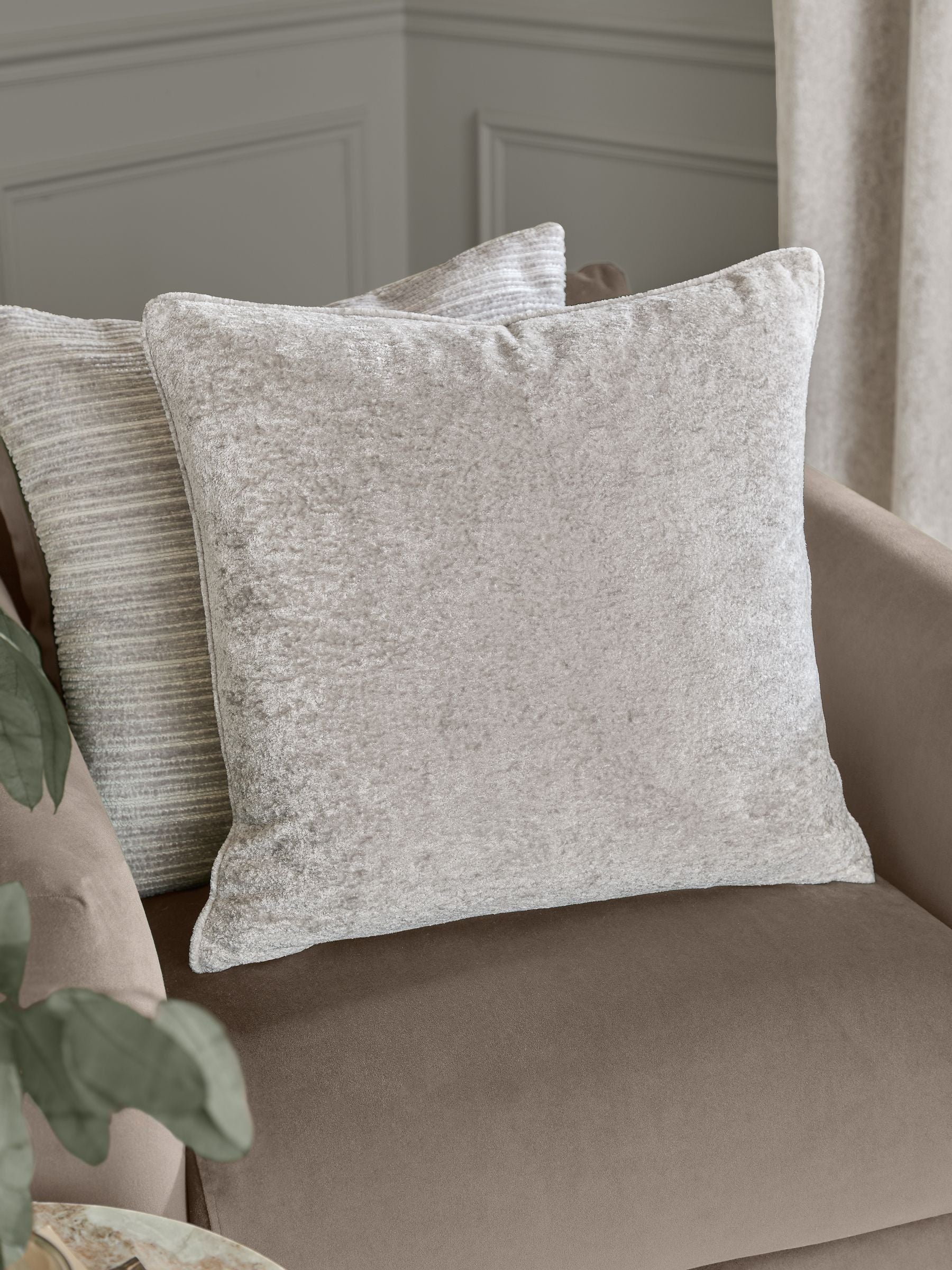 Yard Silver Malvern Chenille Feather Filled Cushion
