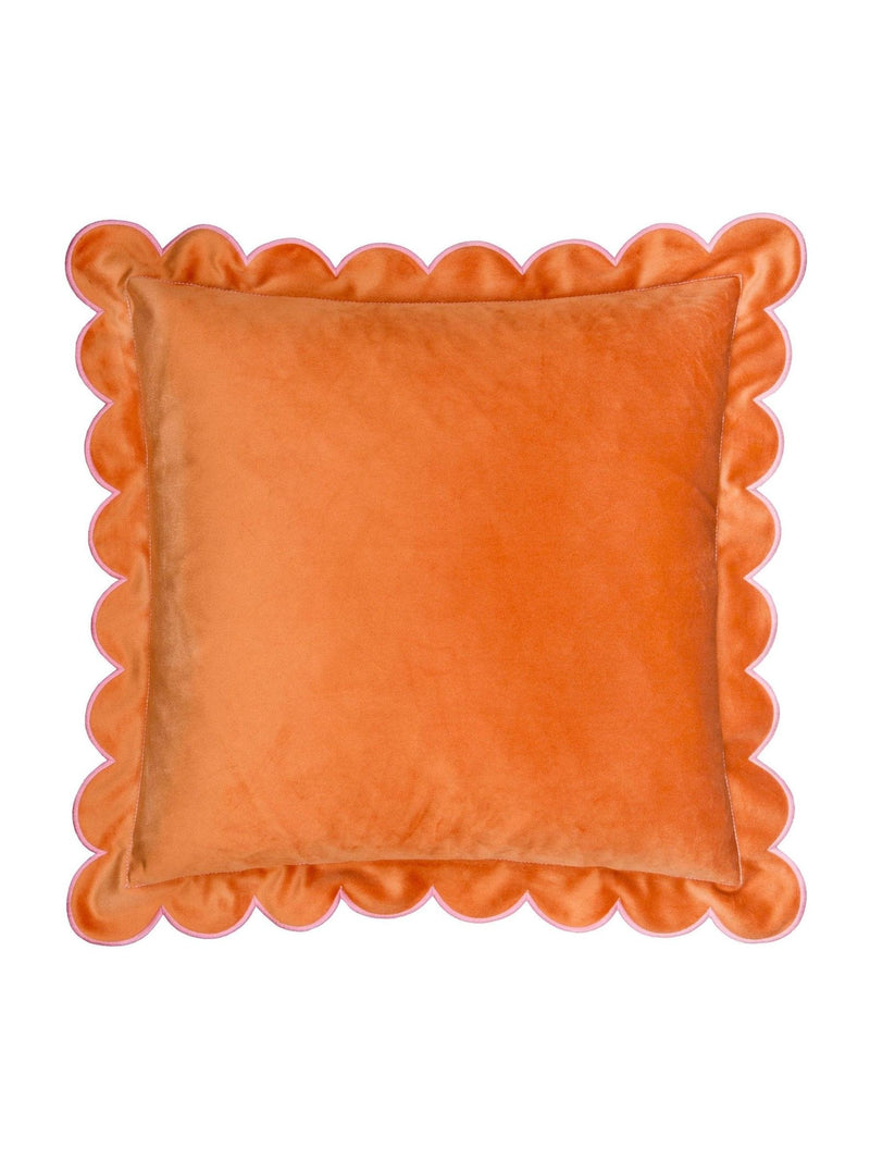 Furn scallop velvet cushion orange/pink 45x45cm, UK version
