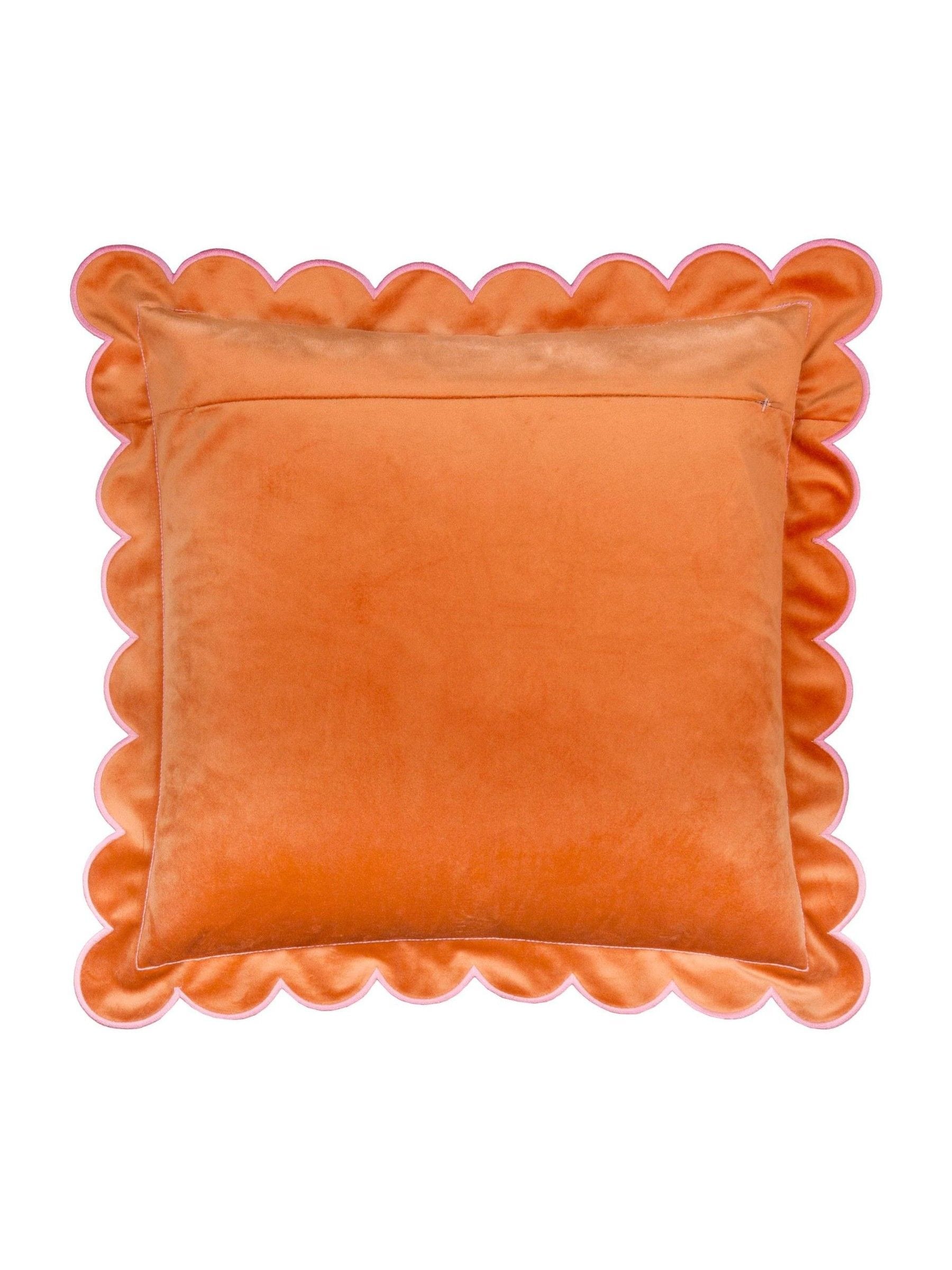 Furn scallop velvet cushion orange/pink 45x45cm, UK version