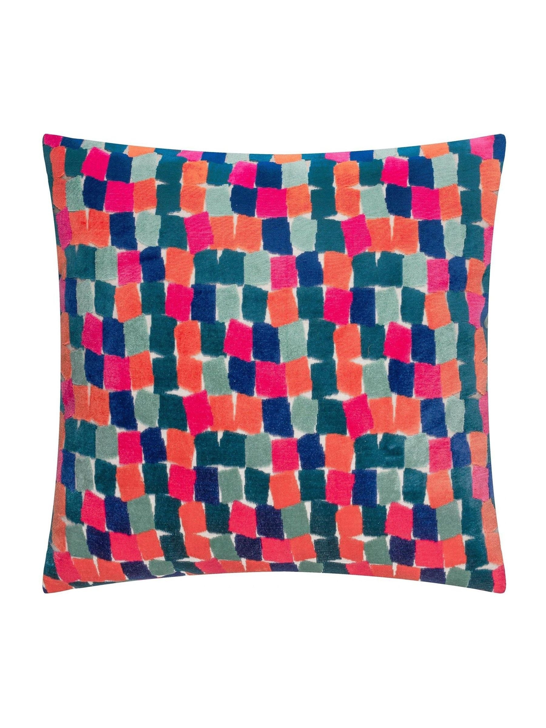 Furn multicoloured Metro Blocks velvet jacquard cushion 45x45 (British brand)