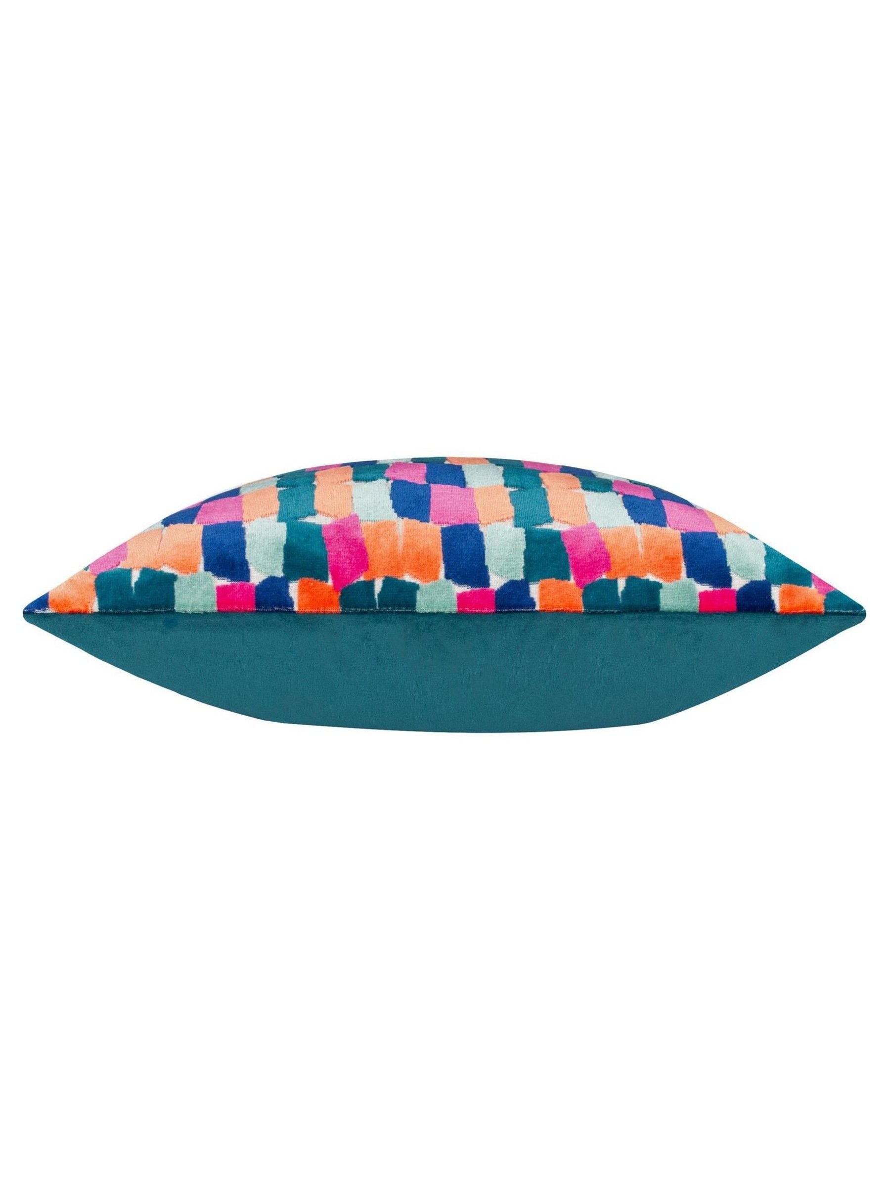 Furn multicoloured Metro Blocks velvet jacquard cushion 45x45 (British brand)