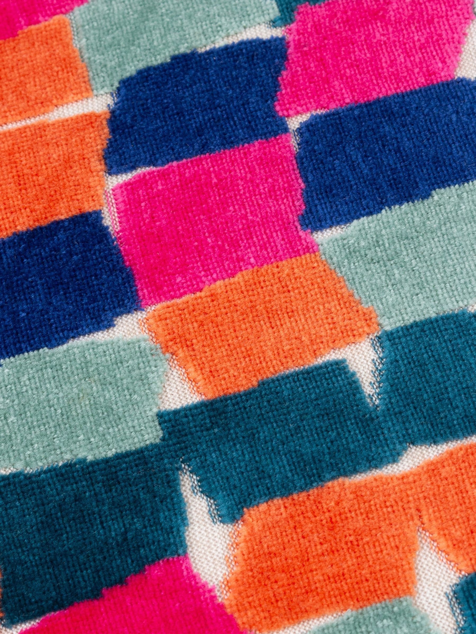 Furn multicoloured Metro Blocks velvet jacquard cushion 45x45 (British brand)