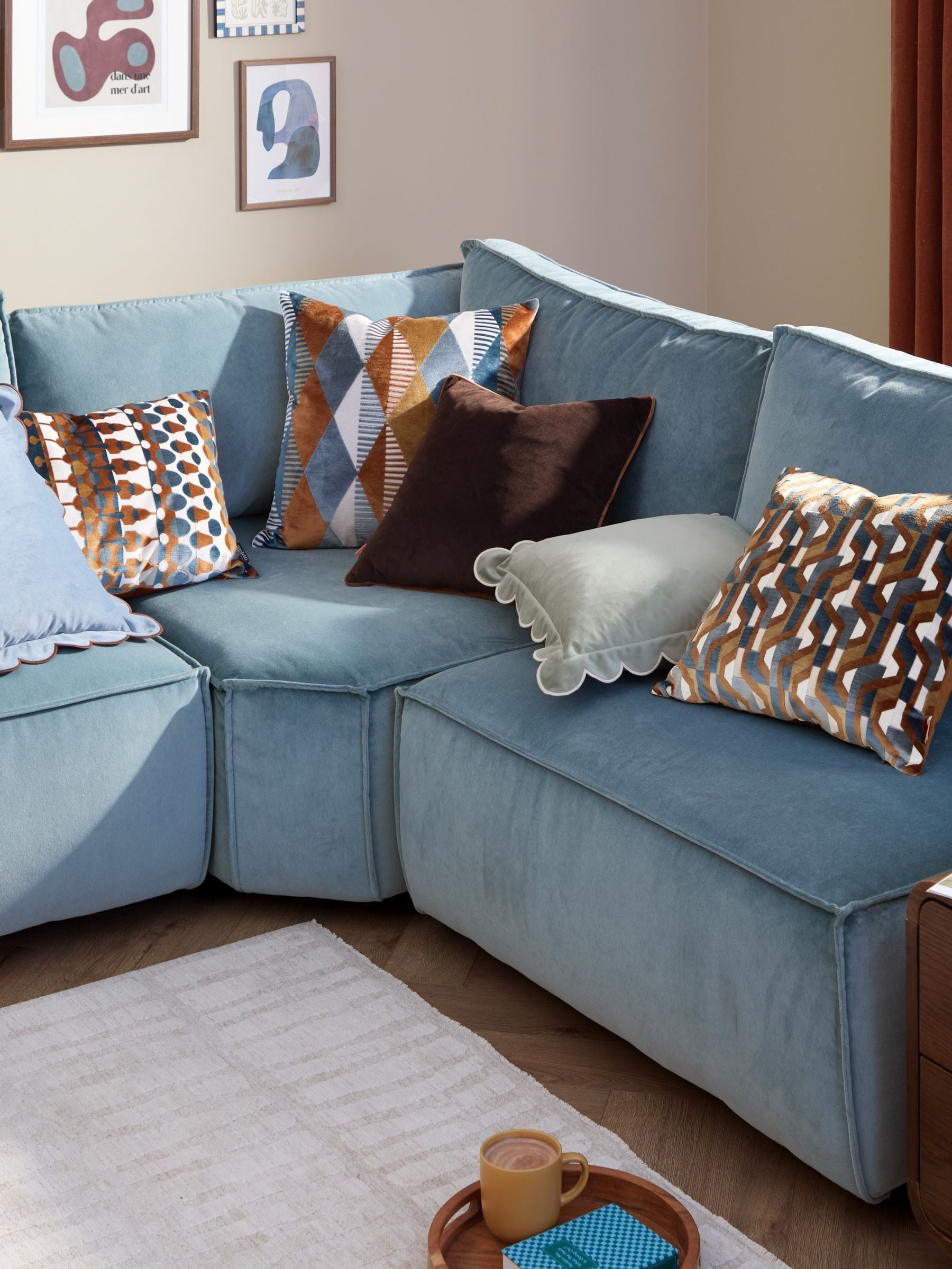 Furn Harlequin velvet cushion 50x50cm, imported from the UK