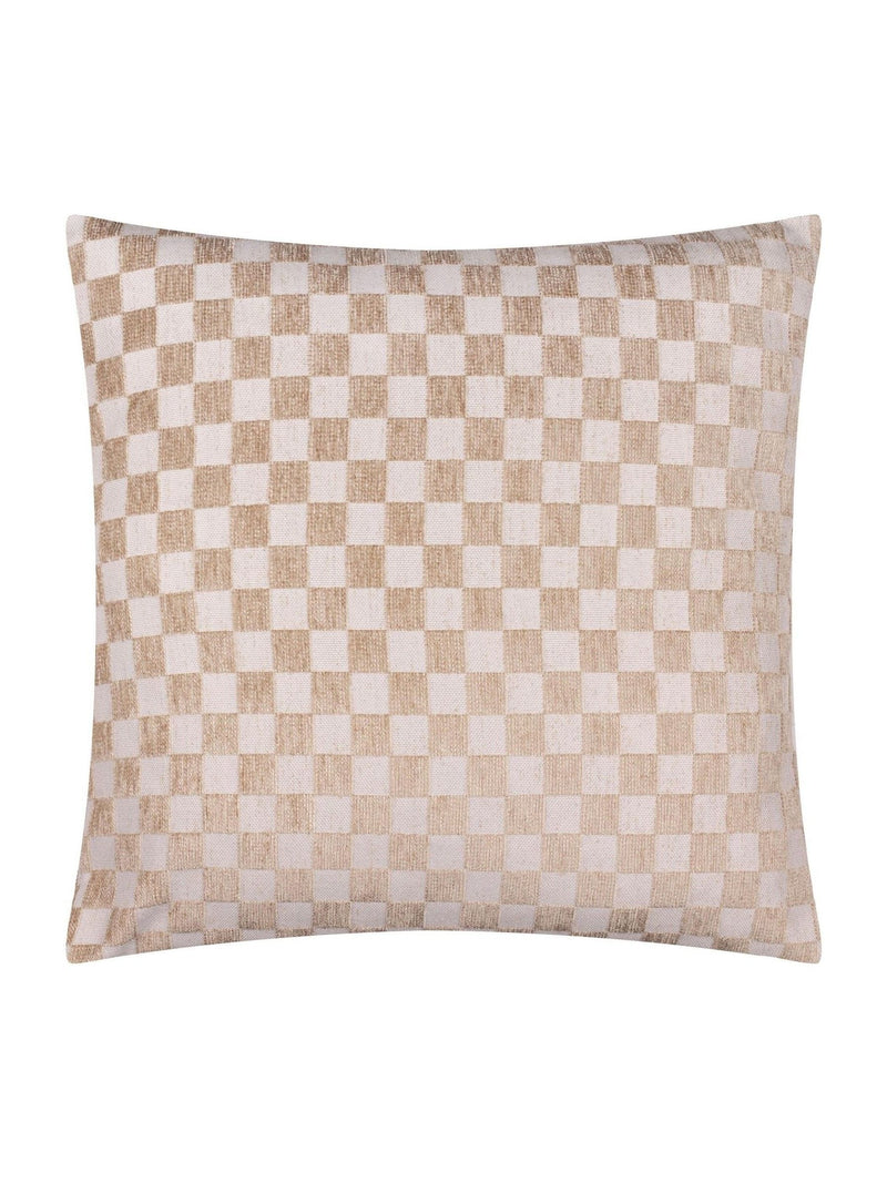 HÖEM natural checkerboard chenille cushion 45x45cm, imported from the UK
