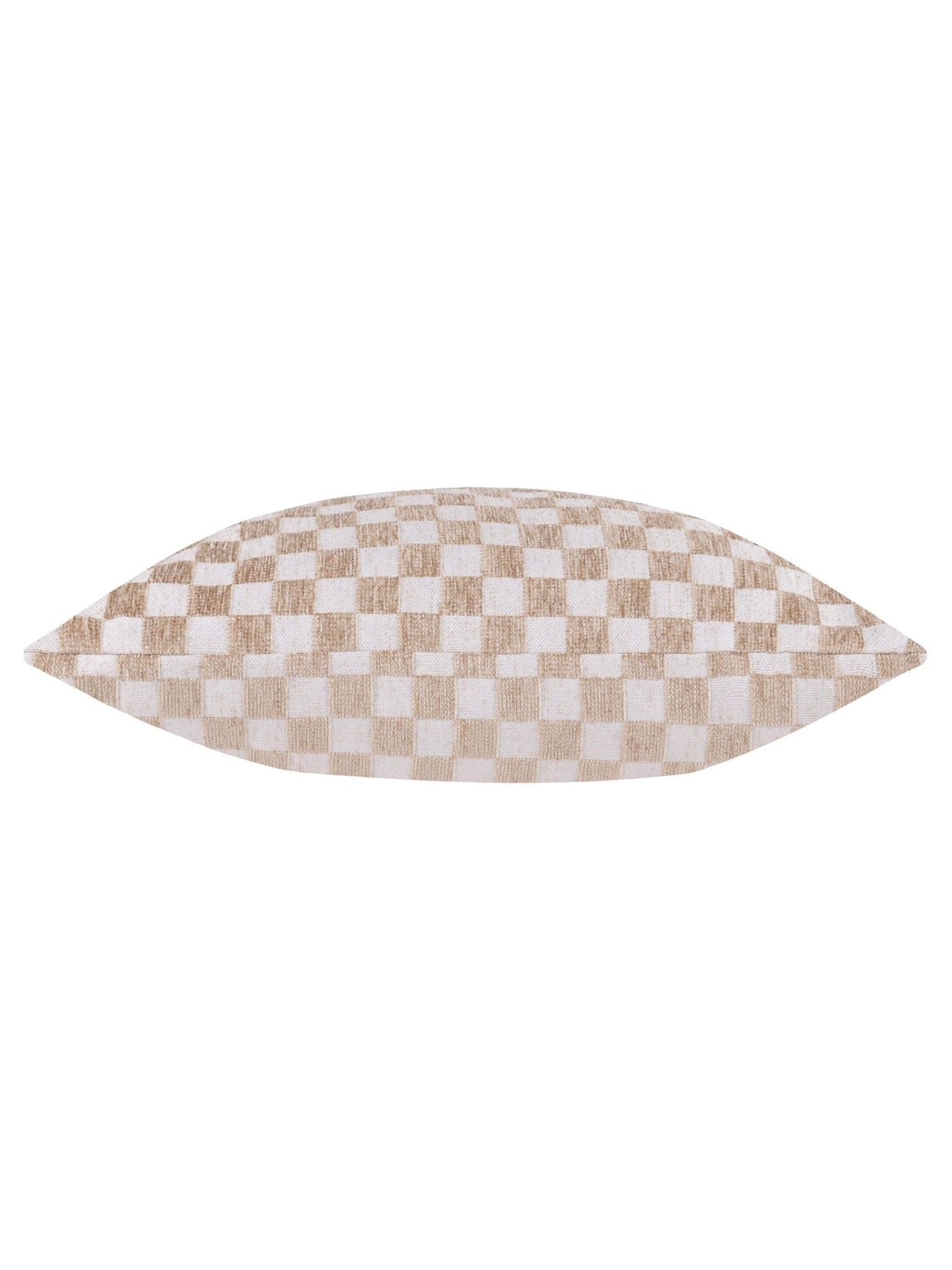 HÖEM natural checkerboard chenille cushion 45x45cm, imported from the UK
