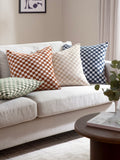 HÖEM natural checkerboard chenille cushion 45x45cm, imported from the UK