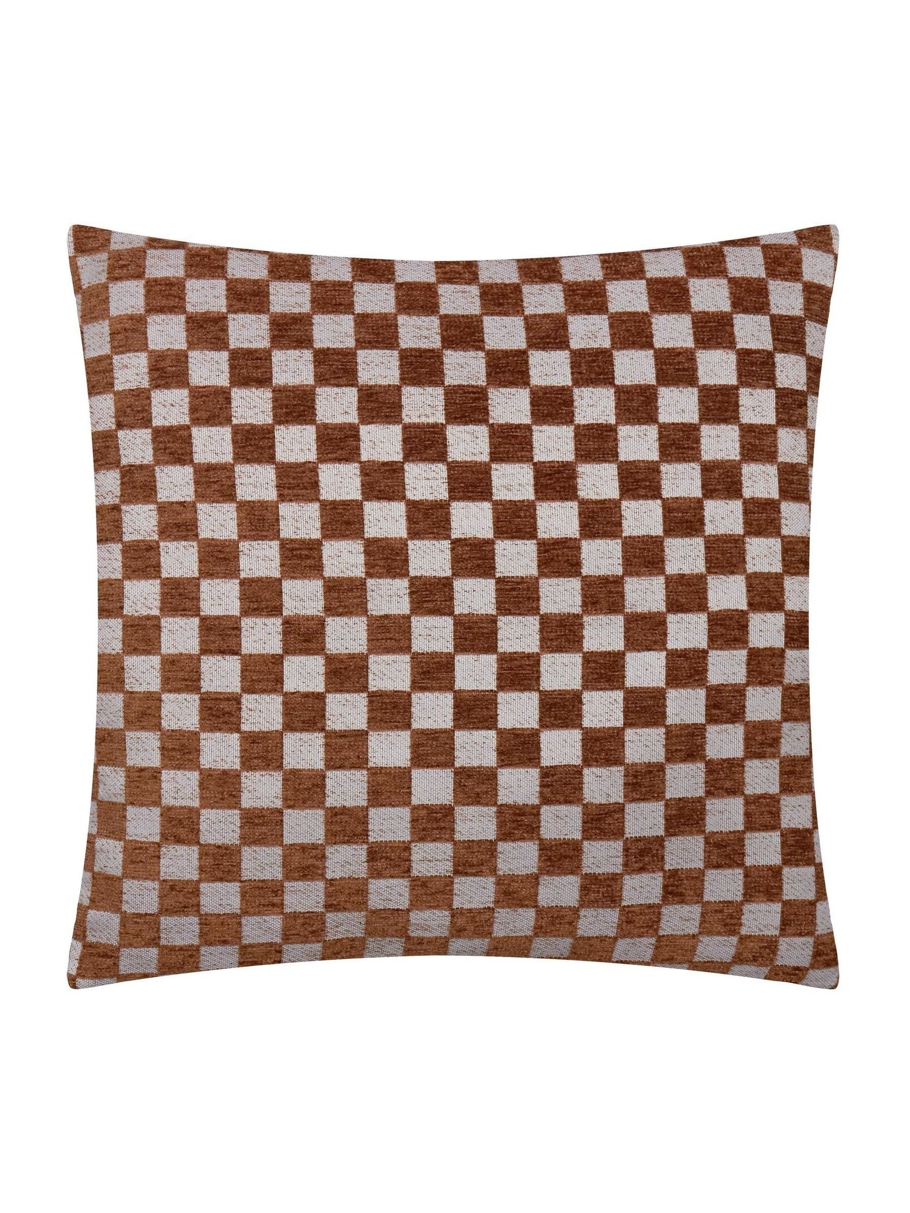 HÖEM copper Larro chenille checkerboard cushion 45x45 - British product