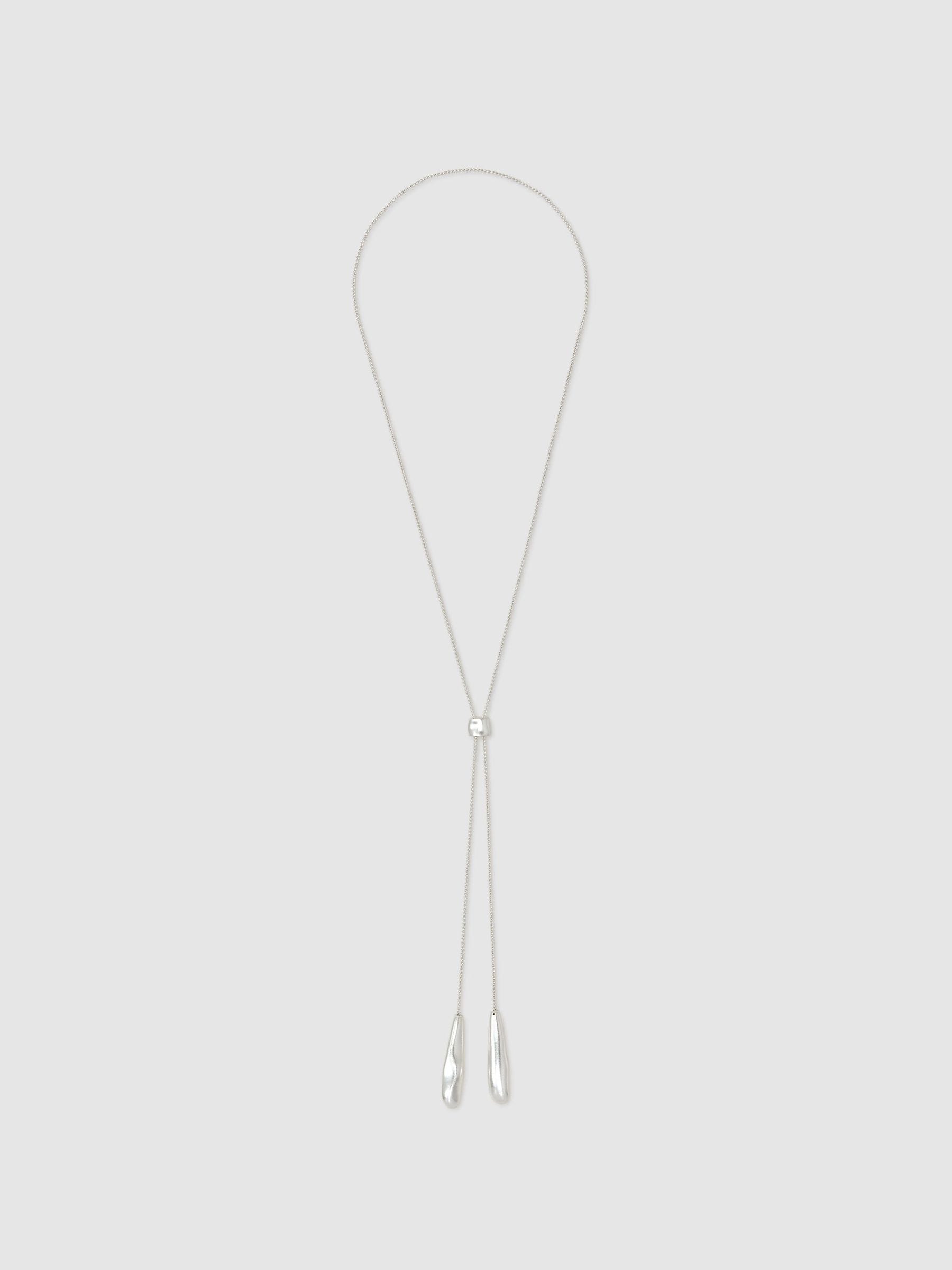 Reiss silver tone Tova sculpted drop lariat necklace, UK version