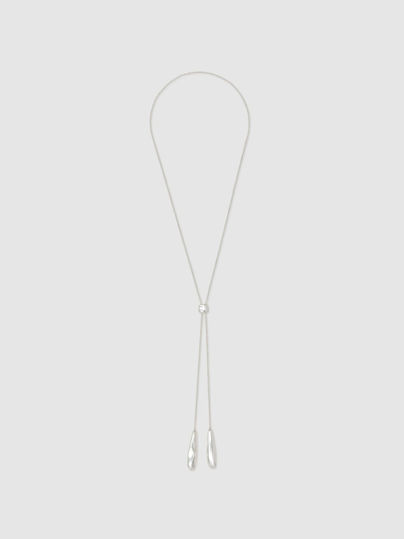Reiss silver tone Tova sculpted drop lariat necklace, UK version