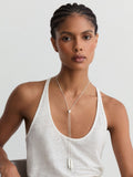 Reiss Silver Tone Tova Sculpted Drop Lariat Necklace
