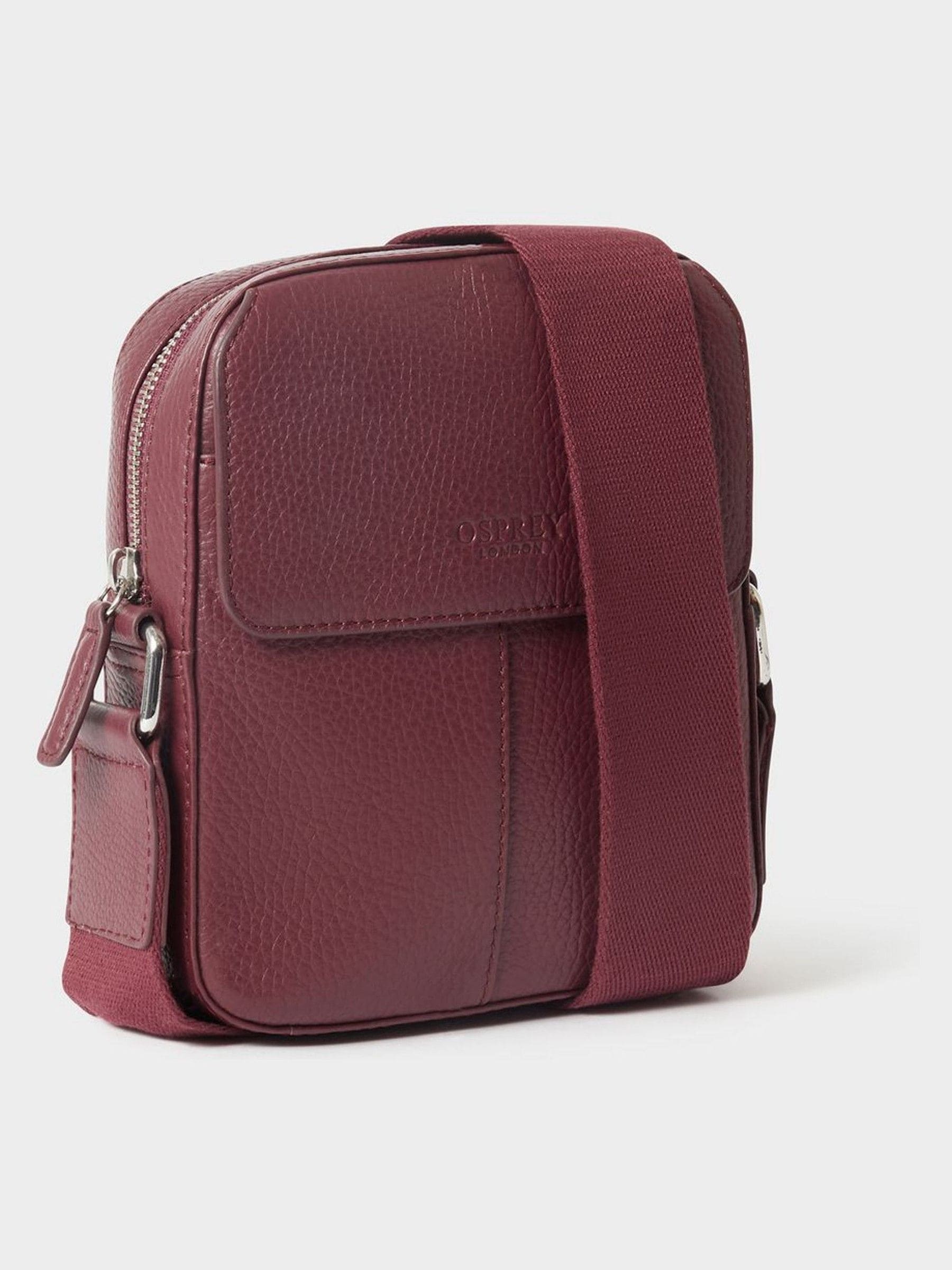 Osprey London Red Jacob Leather Phone Bag, imported from the UK