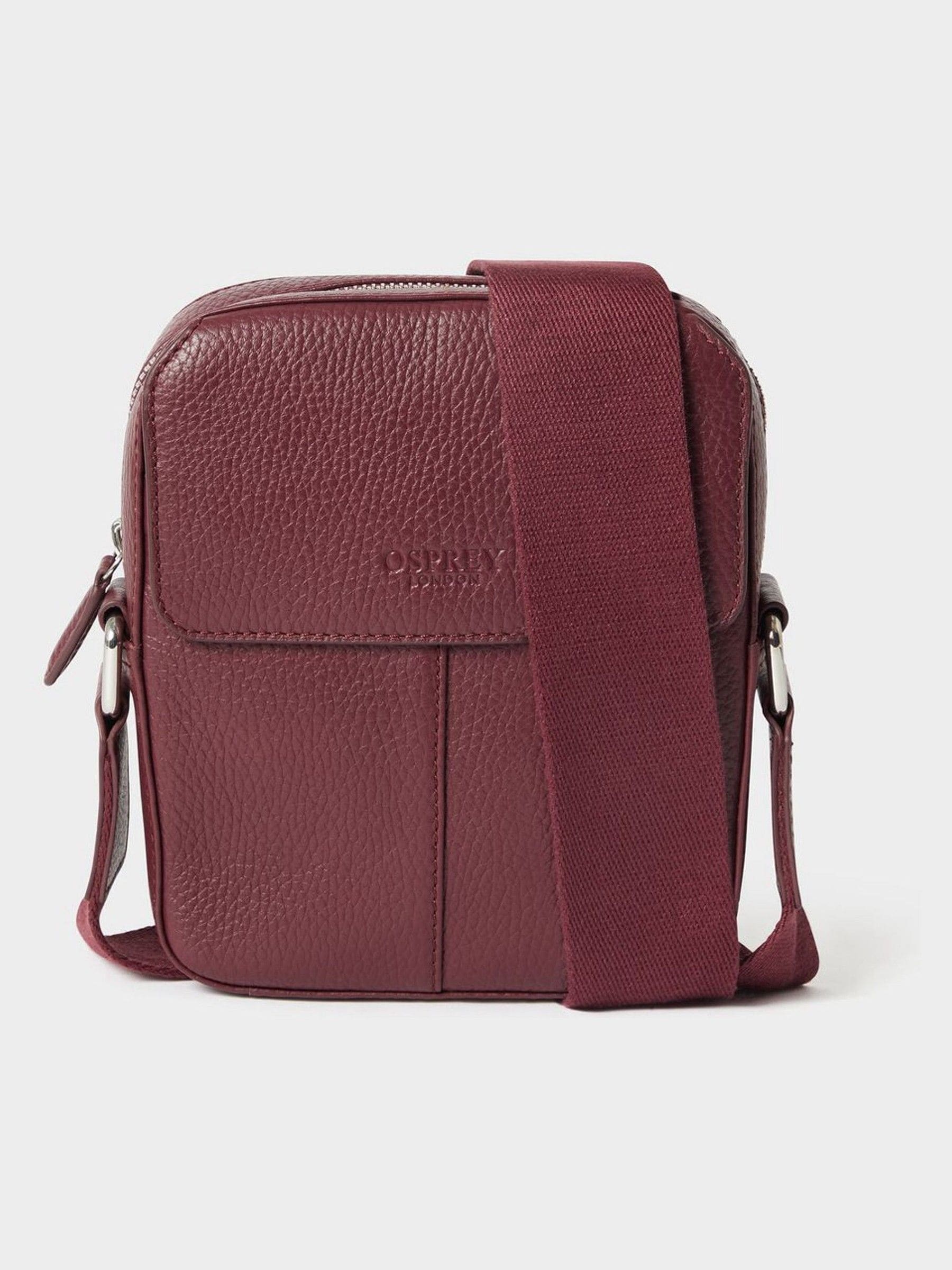 Osprey London Red Jacob Leather Phone Bag, imported from the UK